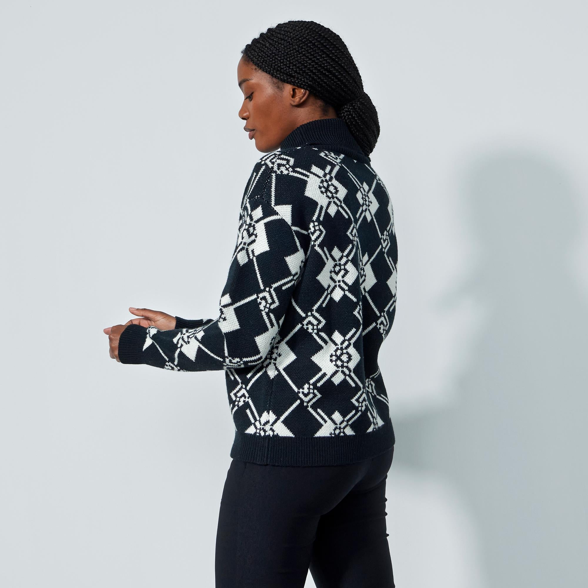 Daily Sports Acari Ladies Roll Neck Knitted Golf Pullover Black