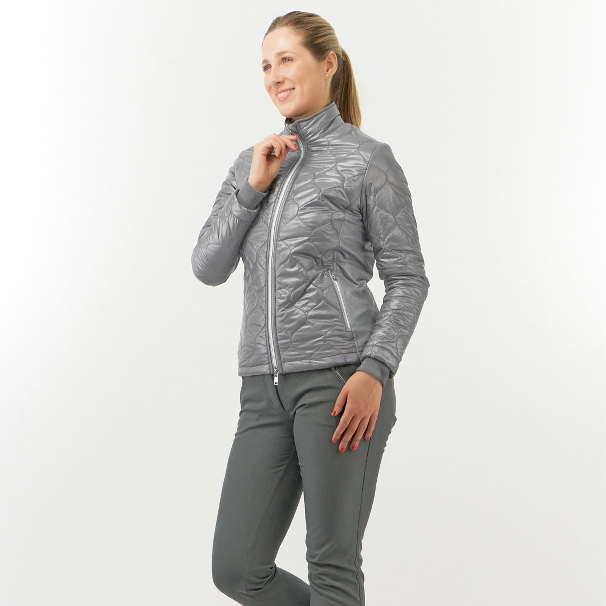 Pure Golf Bronwyn Quilted Ladies Golf Jacket Charcoal Grey