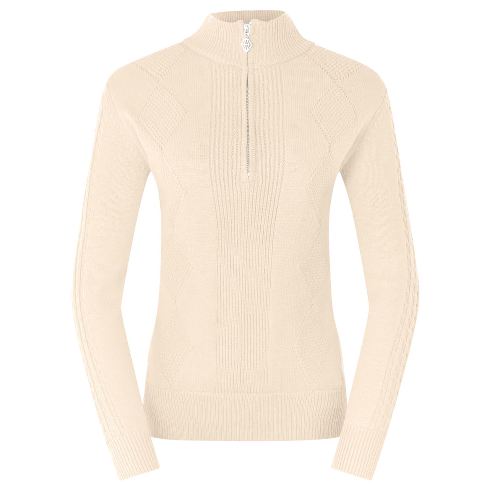 Pure Golf Sorrell Cable Knit Lined Ladies Golf Jumper Champagne