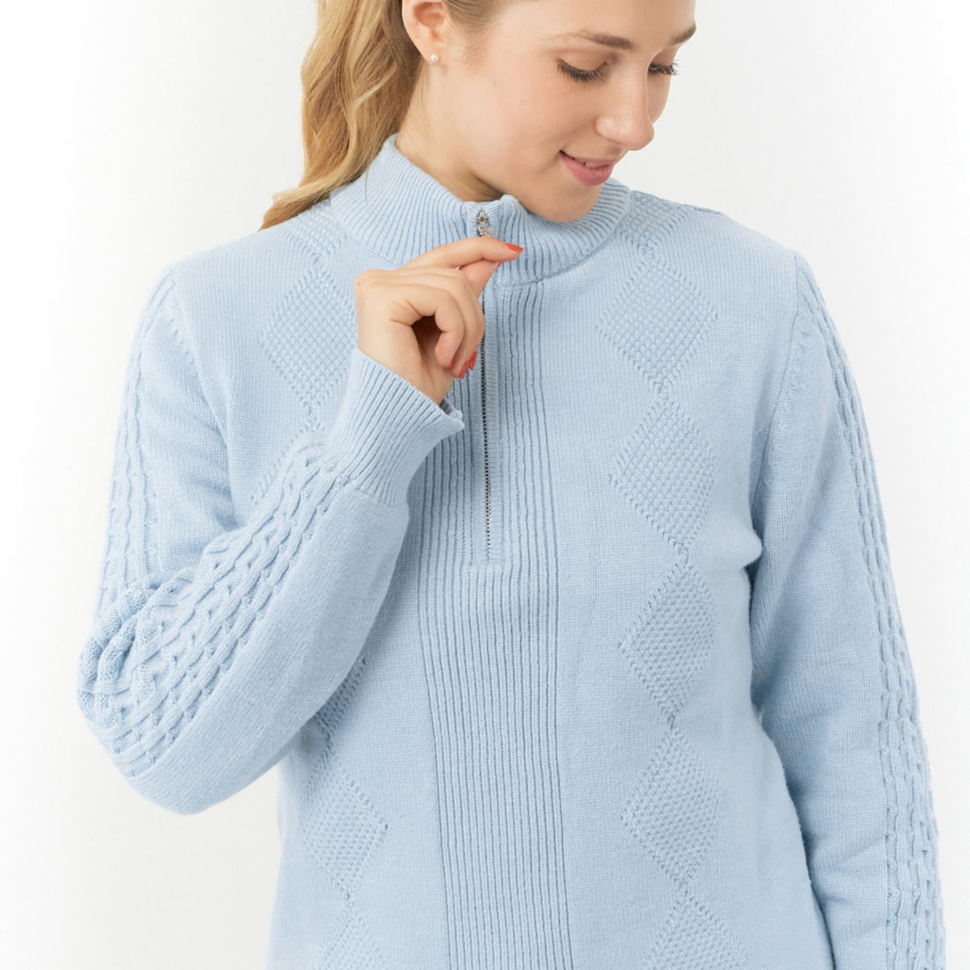 Pure Golf Sorrell Cable Knit Lined Ladies Golf Jumper Powder Blue
