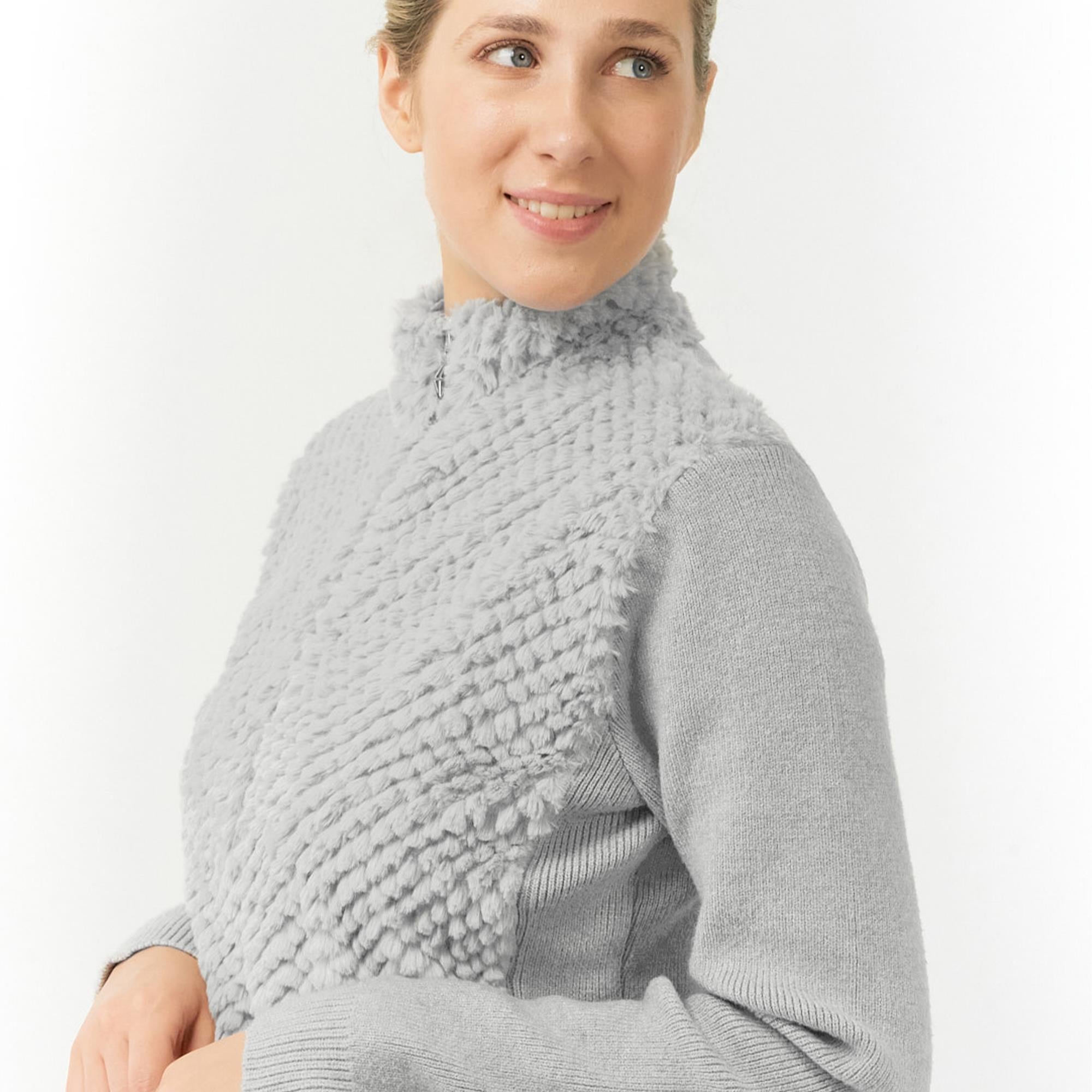 Pure Golf Ellisa Knitted Faux Fir Front Ladies Golf Mid Layer Pale Grey