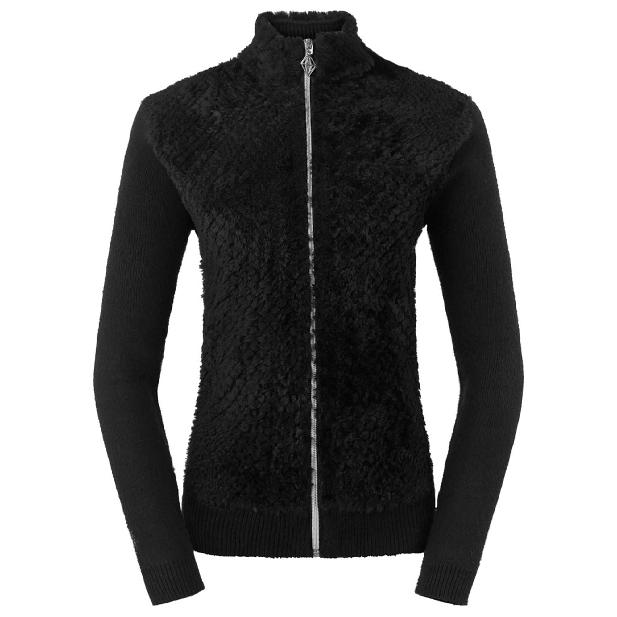 Pure Golf Ellisa Knitted Faux Fir Front Ladies Golf Mid Layer Black