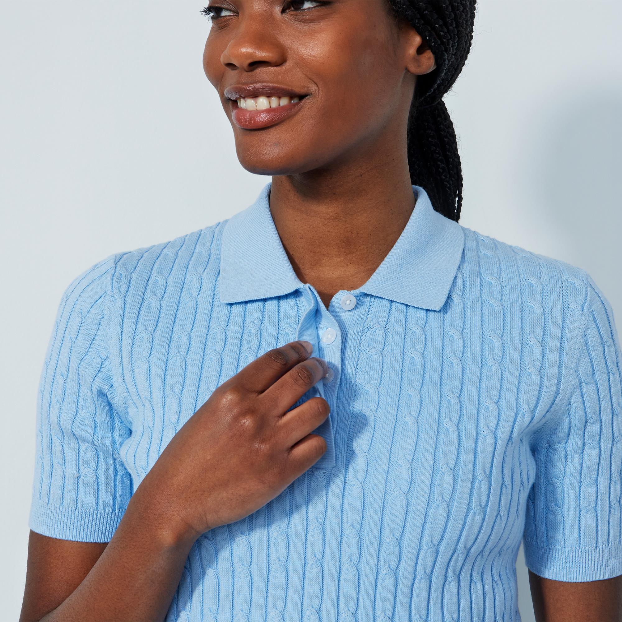 Knitted polo shirt womens online