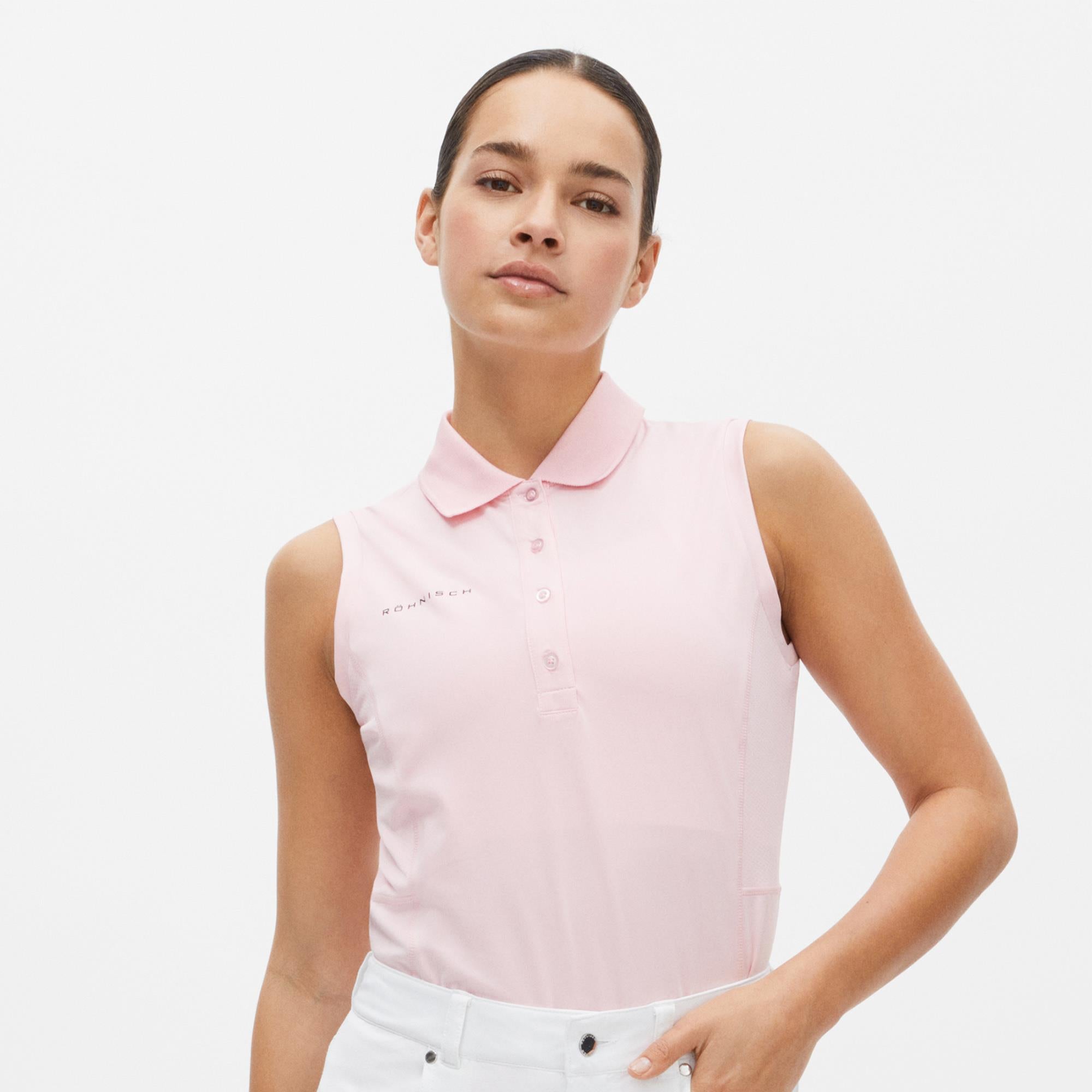 Pink sleeveless golf shirt best sale