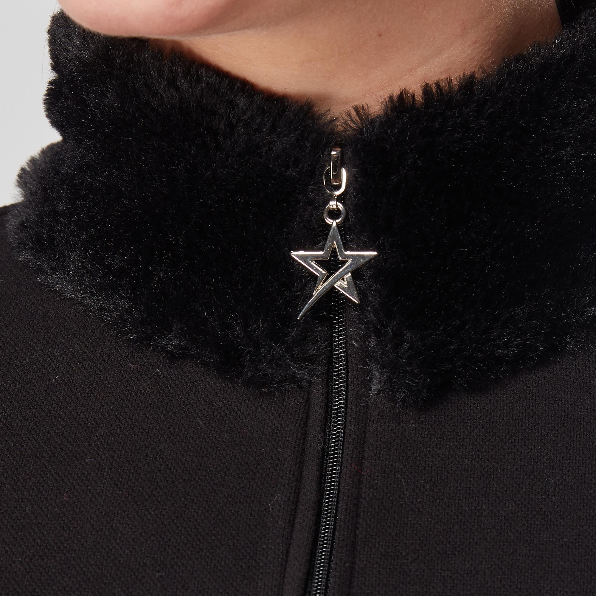 Swing Out Sister Tigress Faux Fur Ladies Golf Polo Shirt Pearl Black