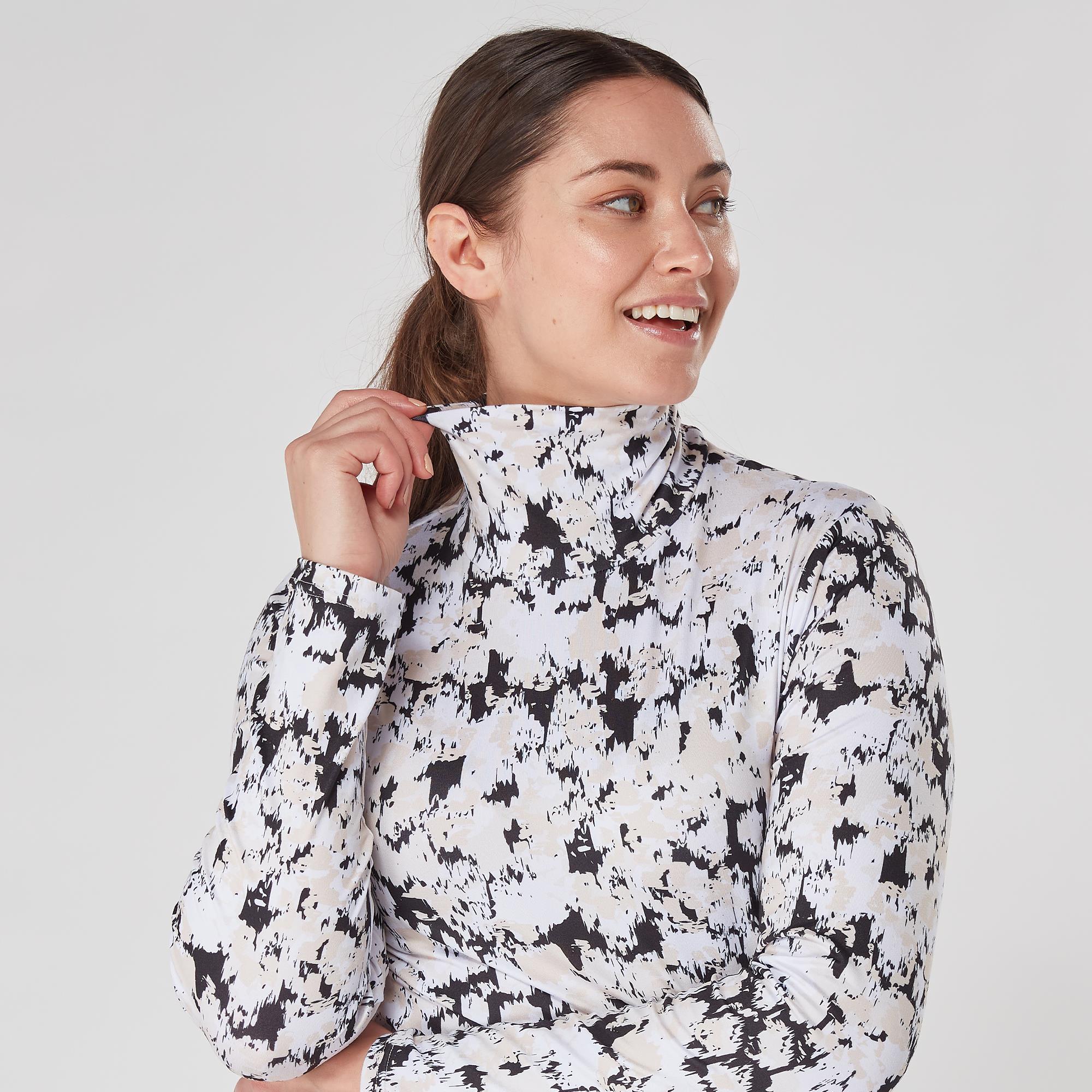 Swing Out Sister Olivia Ladies Golf Roll Neck Bleached Sand/Pearl Black