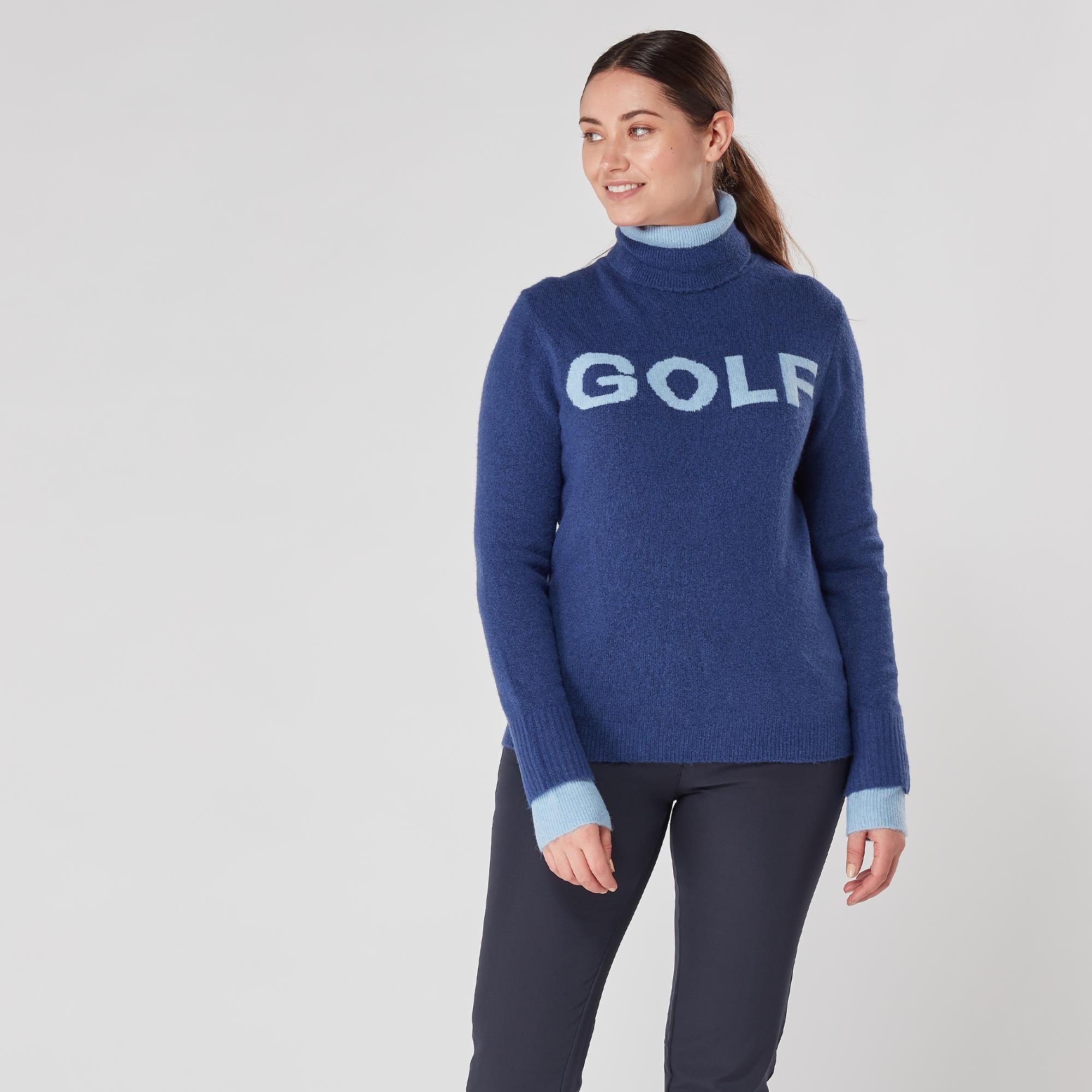 Swing Out Sister Gigi Knitted Ladies Golf Sweater Chambray Blue Twilig