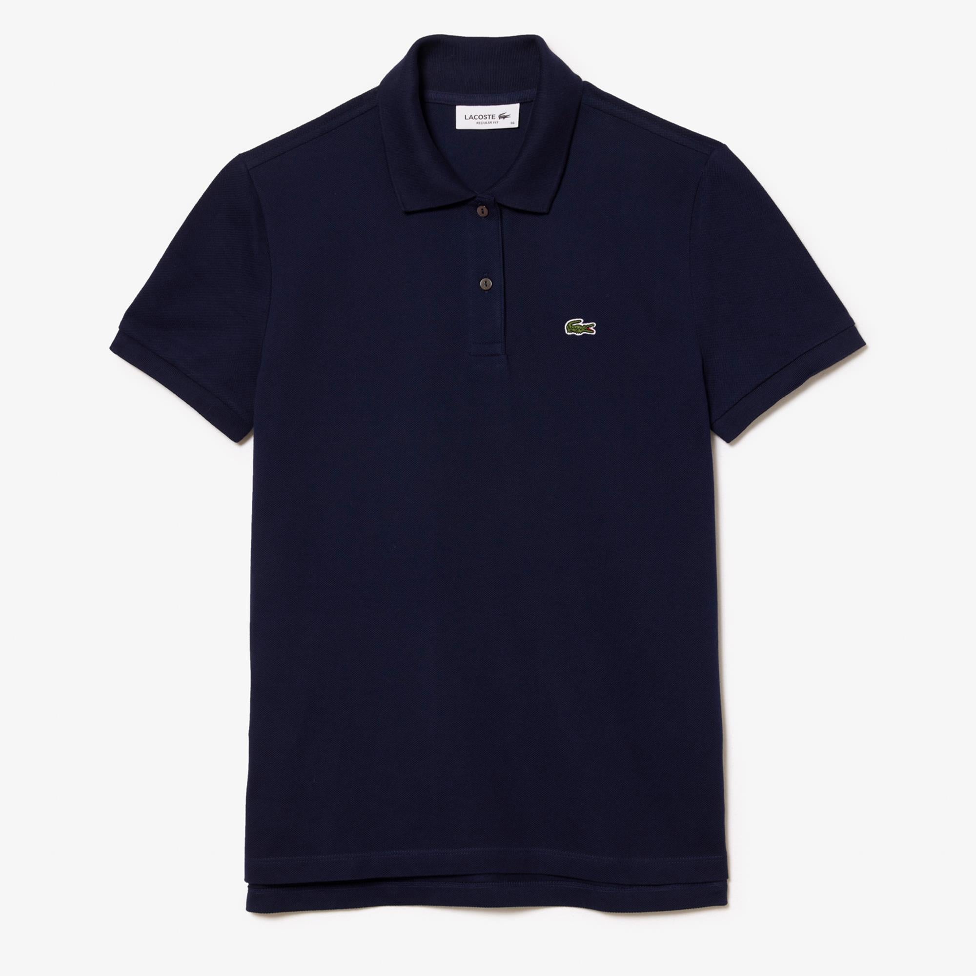 Ladies Lacoste Regular Fit Soft Cotton Petit Piqué Polo Shirt Navy Blue