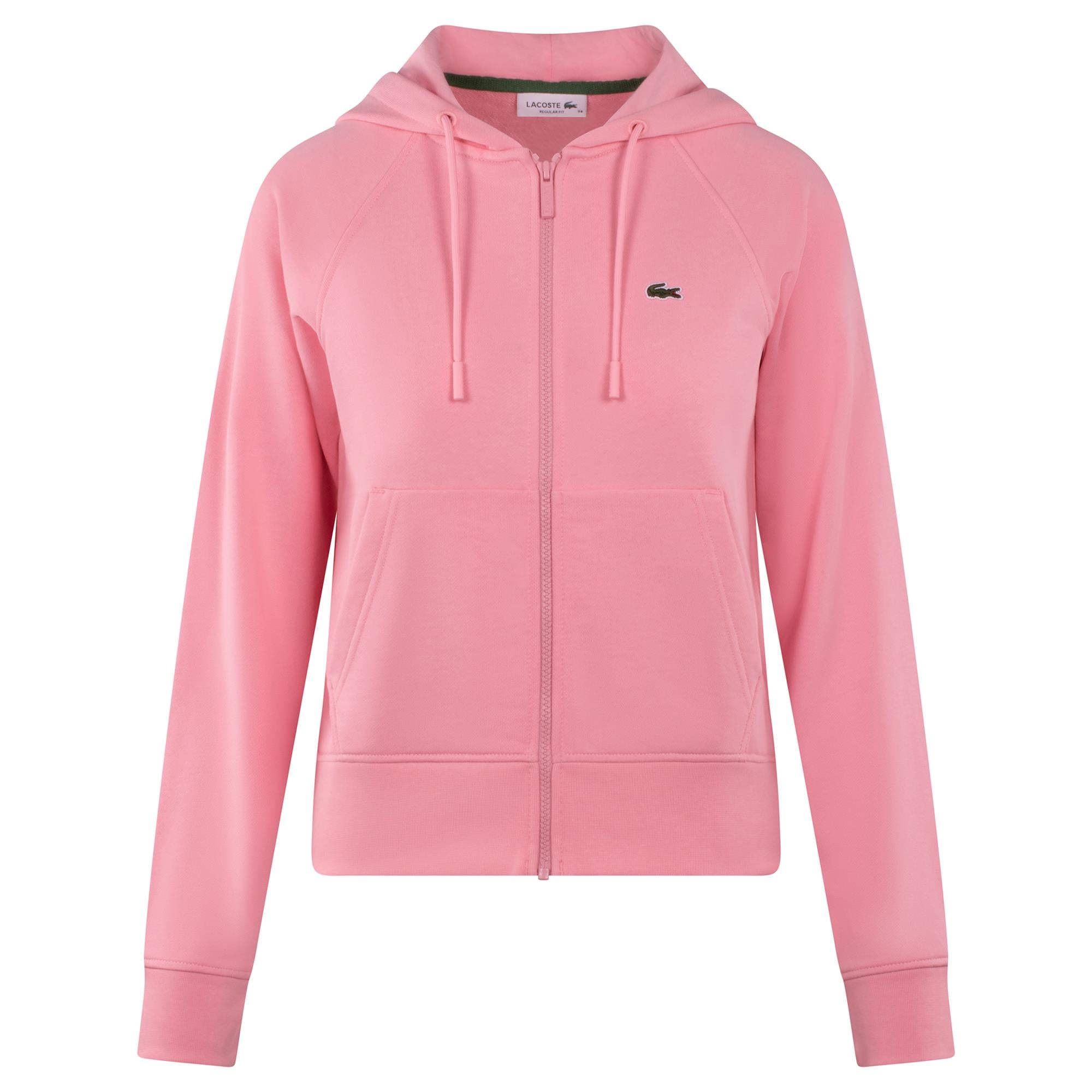 Ladies Lacoste Cotton Blend Hooded Sweatshirt Pink
