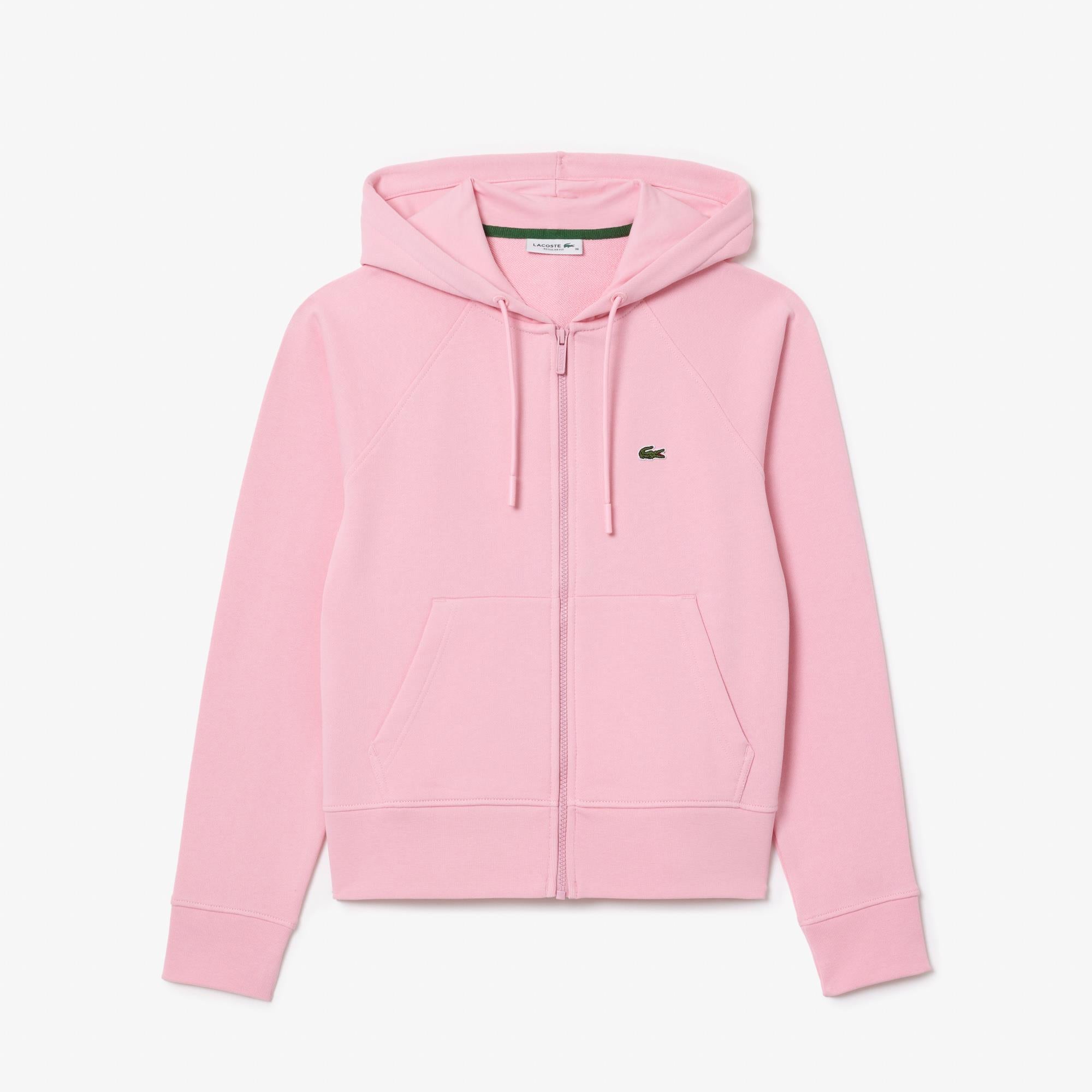 Ladies Lacoste Cotton Blend Hooded Sweatshirt Pink