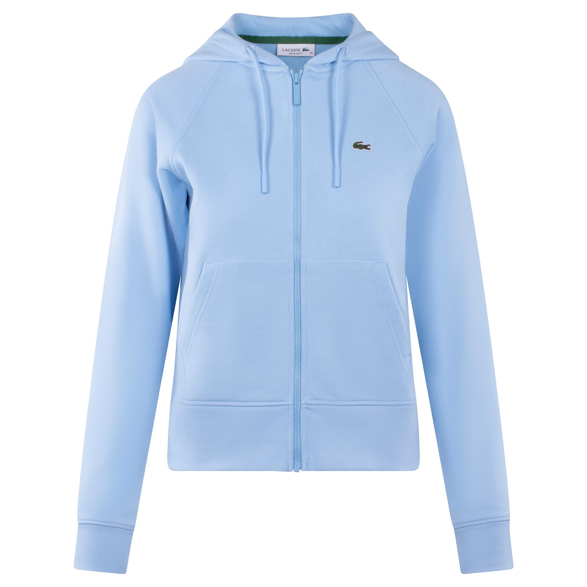 Ladies Lacoste Cotton Blend Hooded Sweatshirt Pale Blue