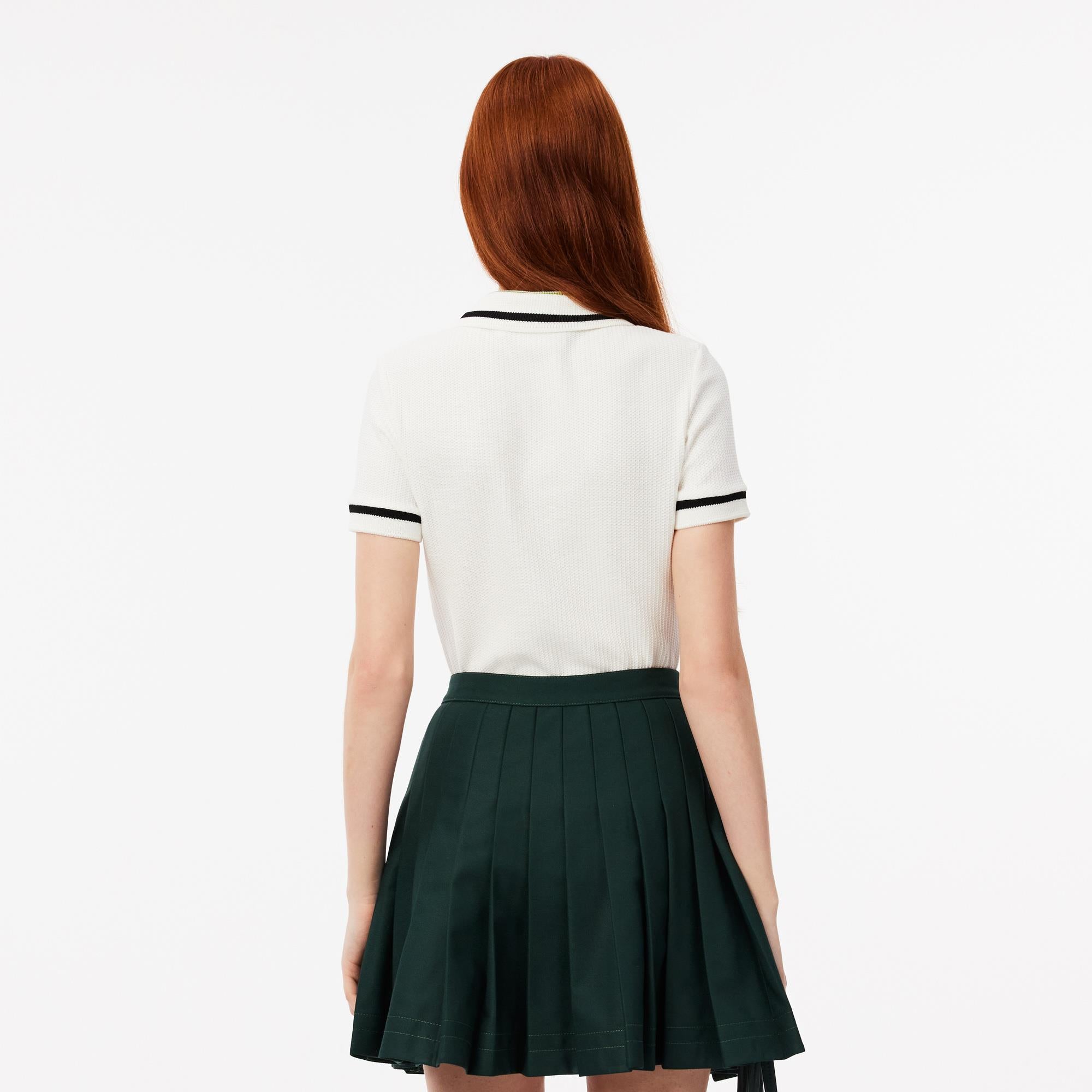 Ladies Lacoste French Made Slim fit Pique Polo Shirt White