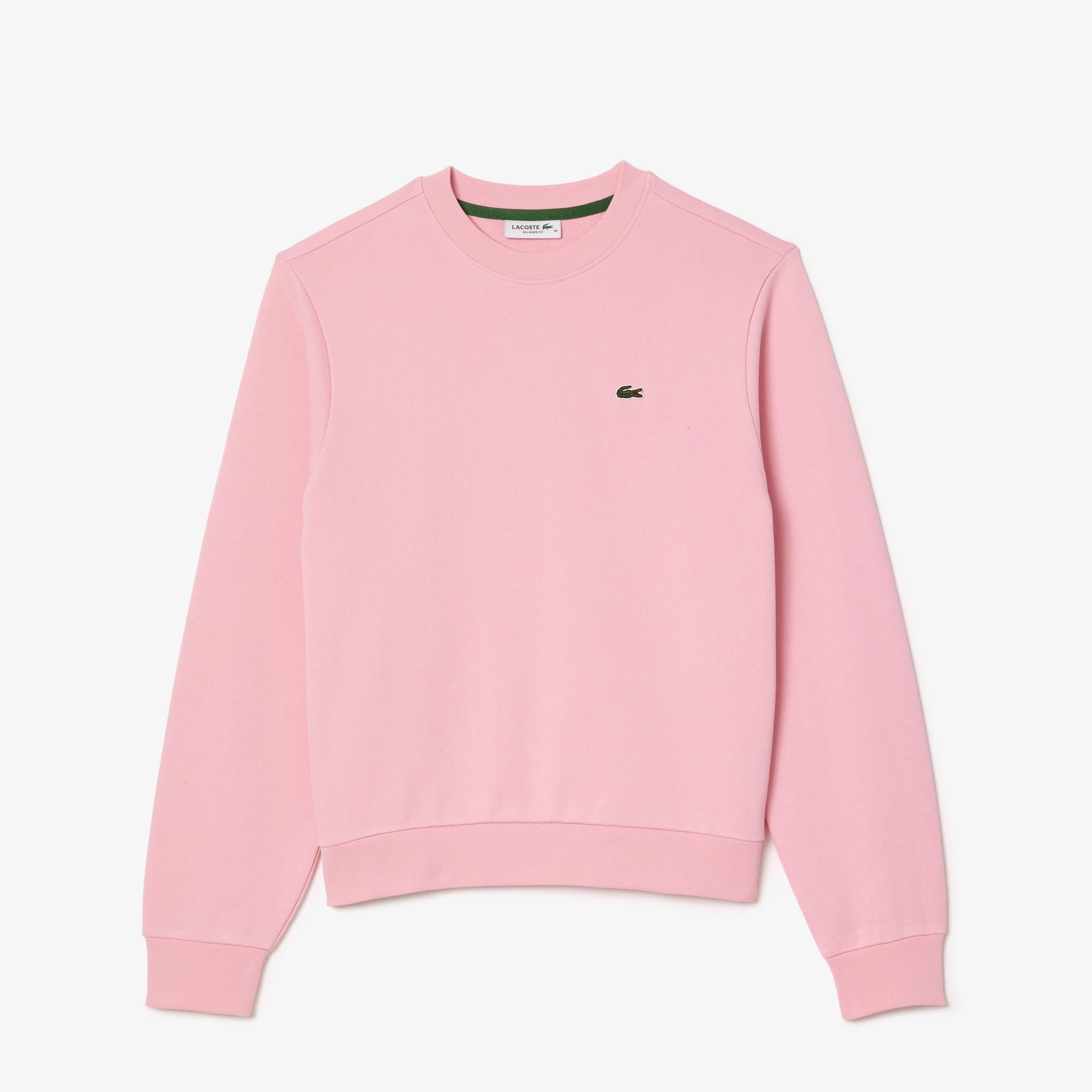 Ladies Lacoste Fleece Crew Neck Sweatshirt Pink