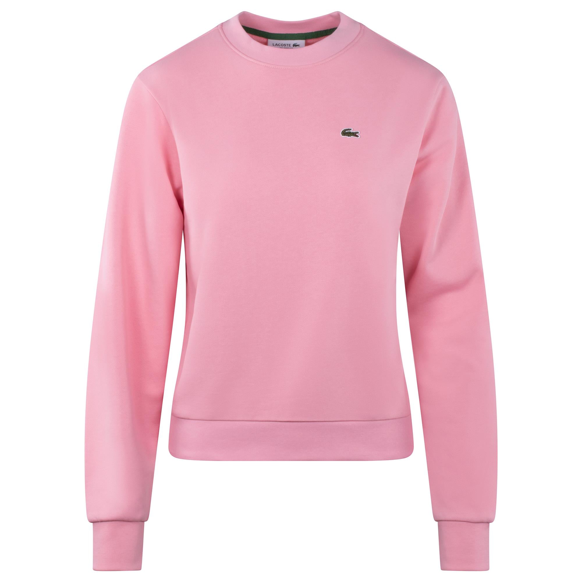 Ladies Lacoste Fleece Crew Neck Sweatshirt Pink