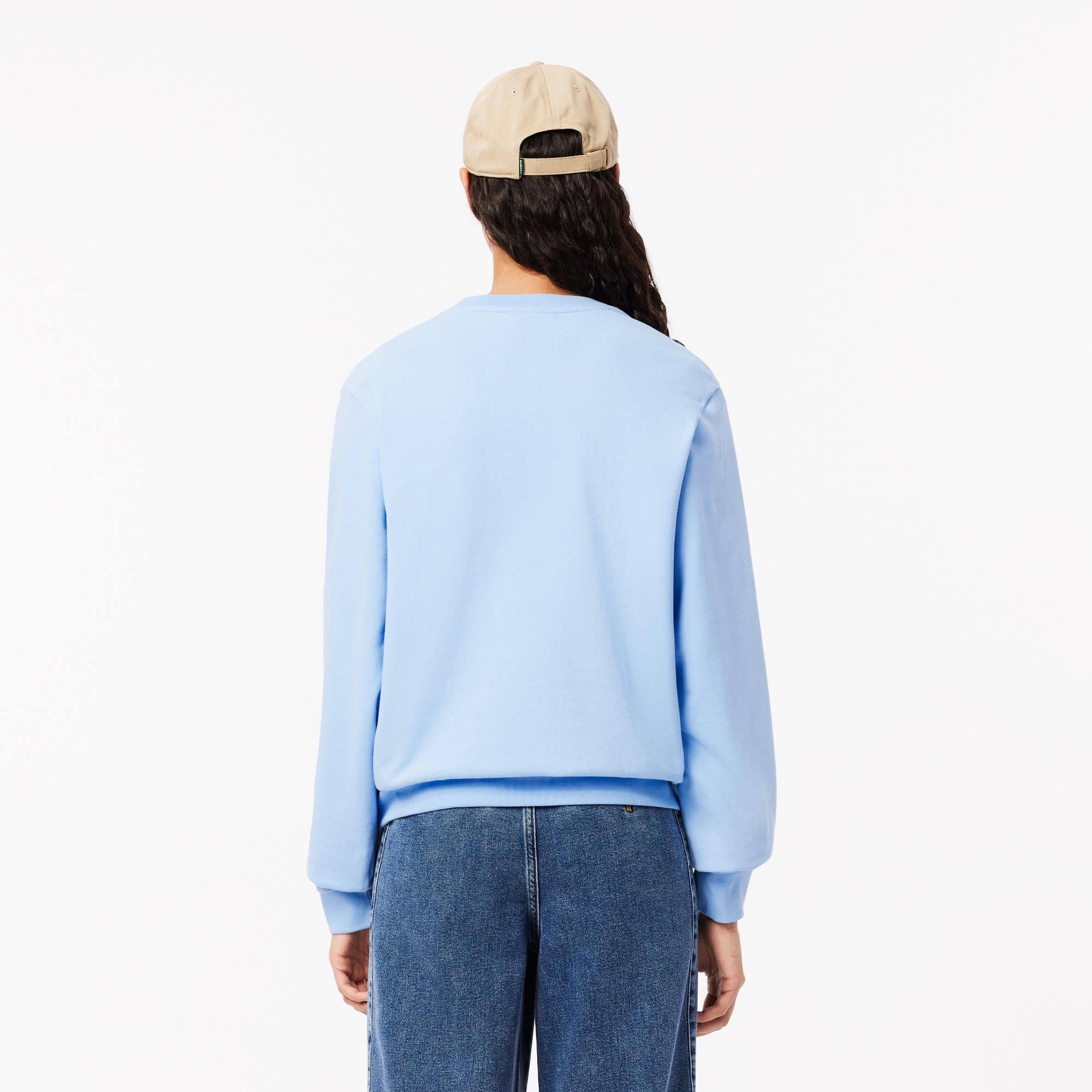 Ladies Lacoste Fleece Crew Neck Sweatshirt Pale Blue