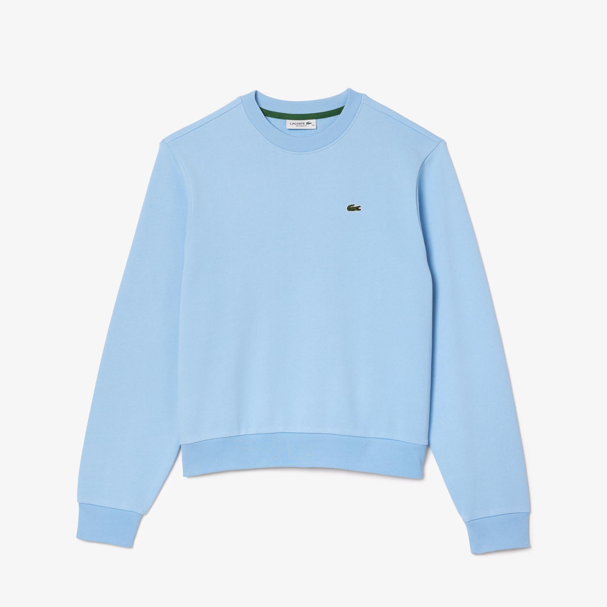 Ladies Lacoste Fleece Crew Neck Sweatshirt Pale Blue