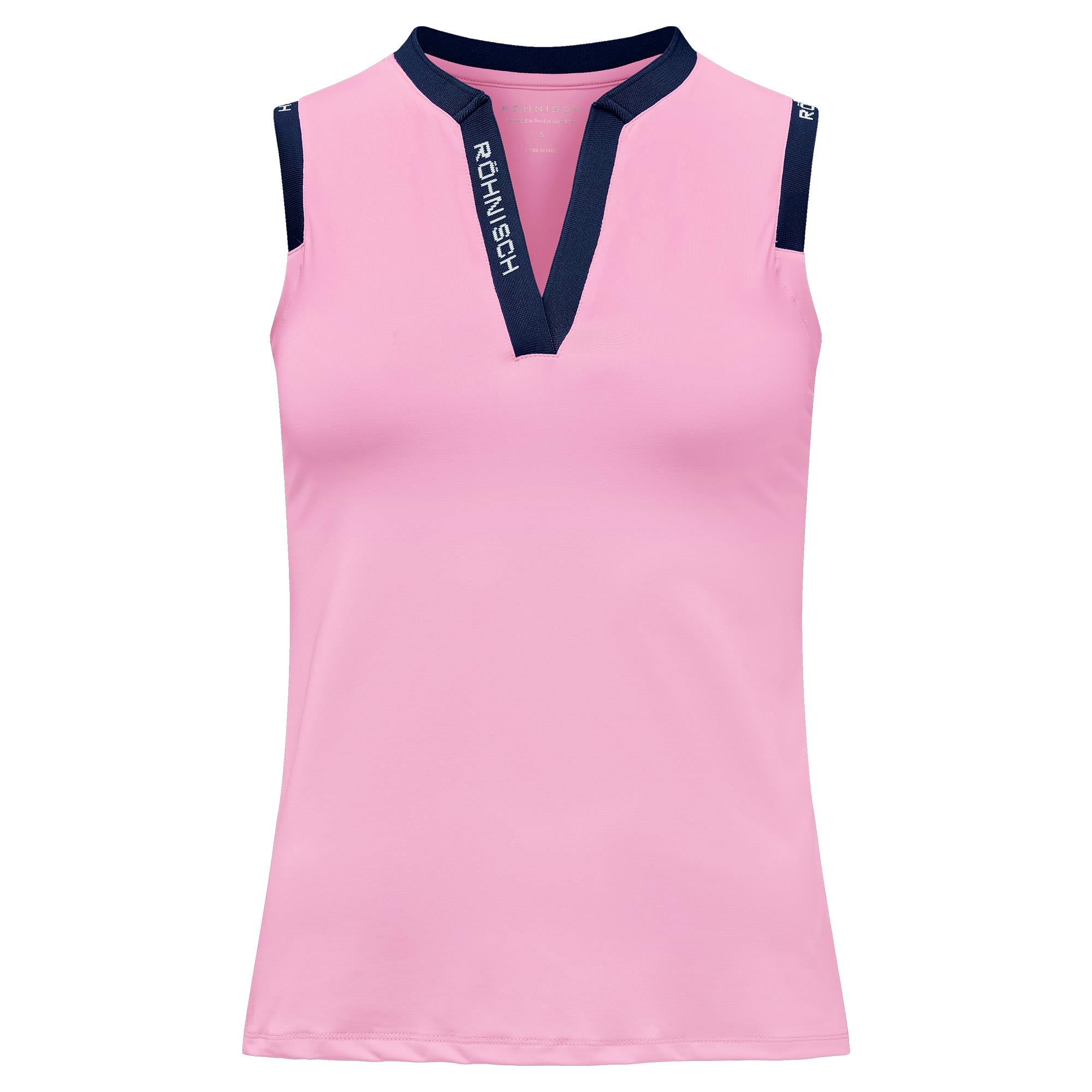 Rohnisch Abby Ladies Sleeveless Golf Polo Shirt Fuchsia Pink