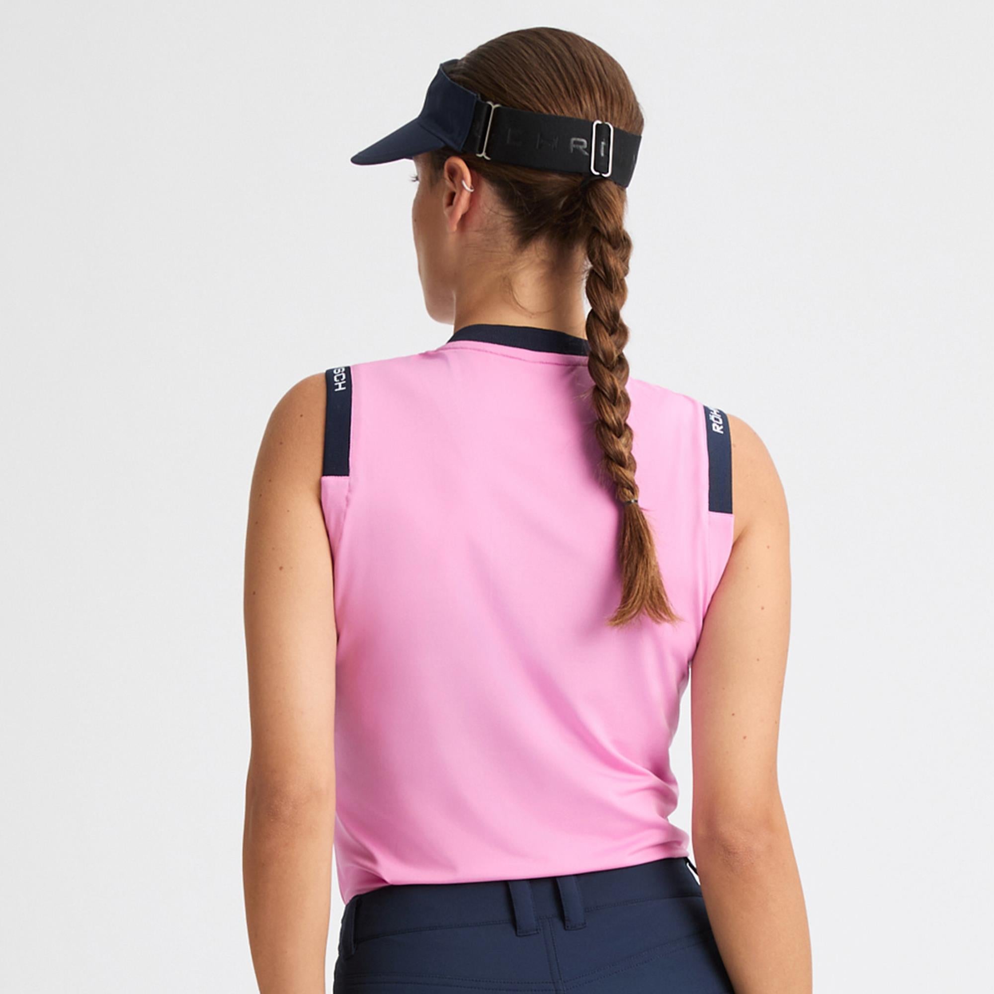 Rohnisch Abby Ladies Sleeveless Golf Polo Shirt Fuchsia Pink