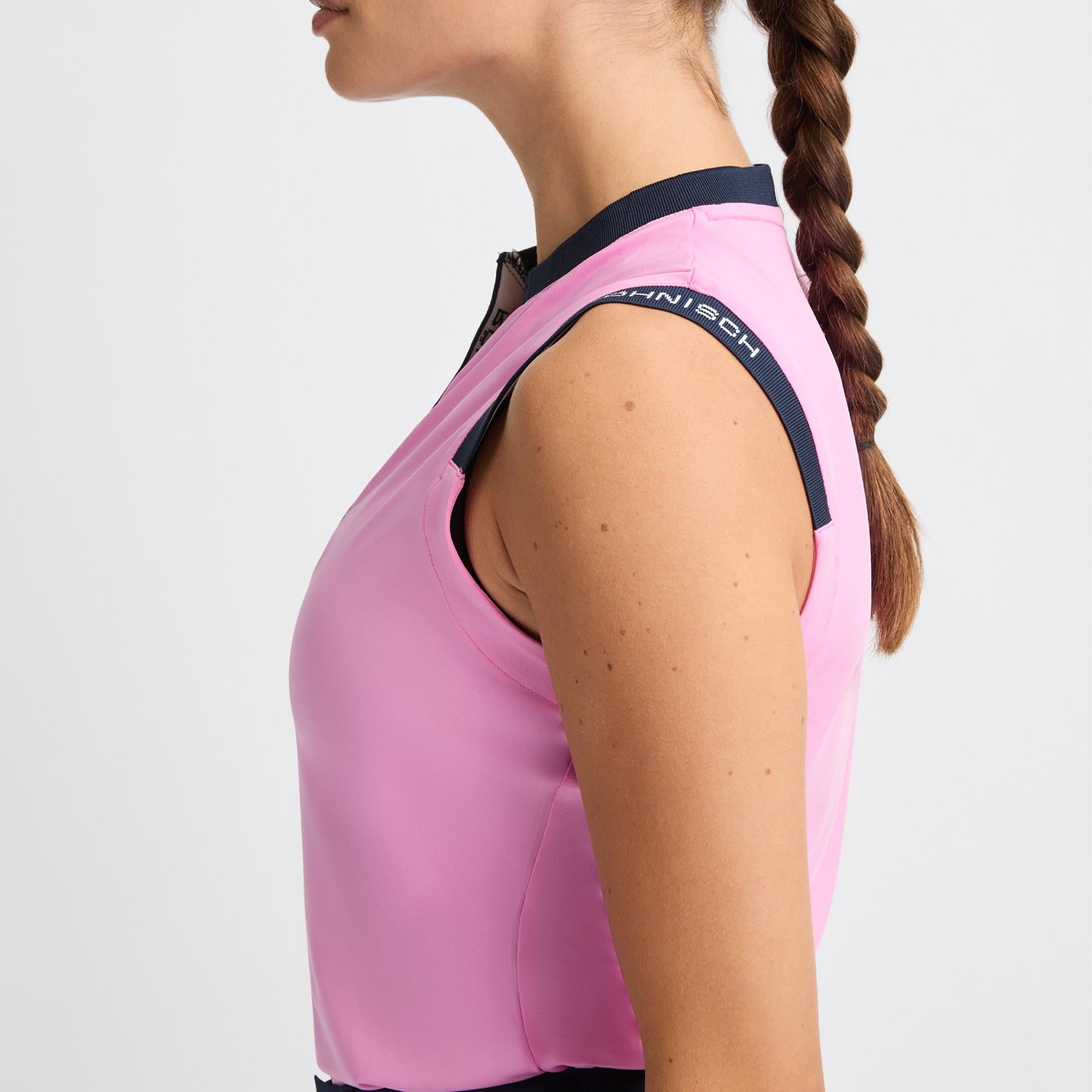 Rohnisch Abby Ladies Sleeveless Golf Polo Shirt Fuchsia Pink