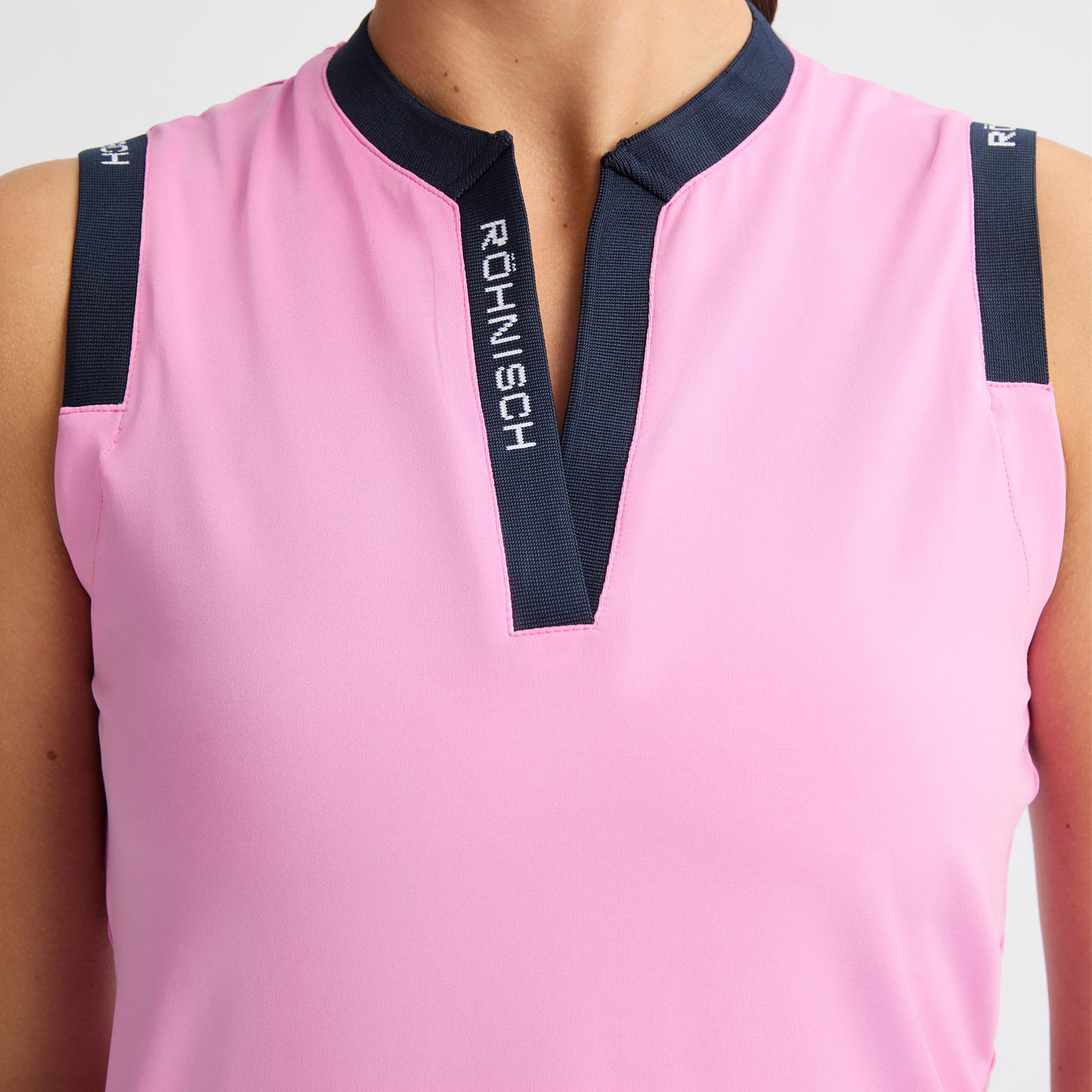 Rohnisch Abby Ladies Sleeveless Golf Polo Shirt Fuchsia Pink