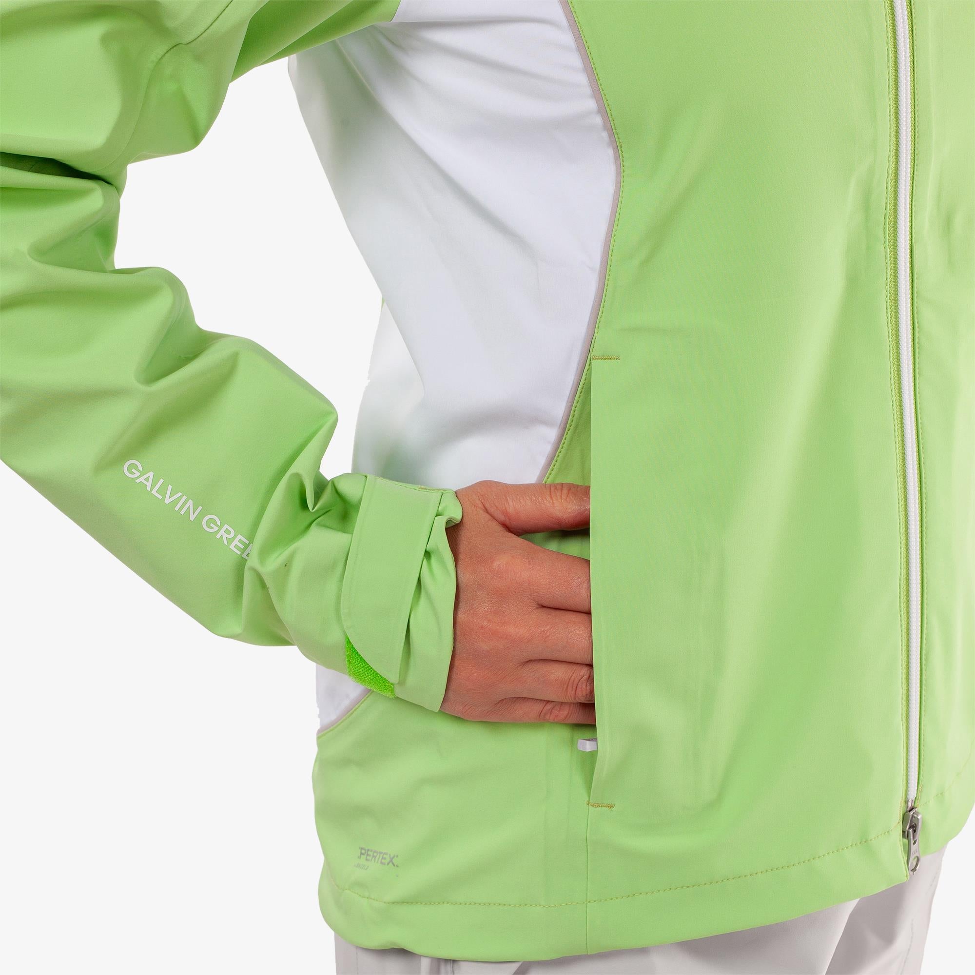 Galvin Green Amy Dryvr Pertex Ladies Waterproof Golf Jacket Paradise Green/White