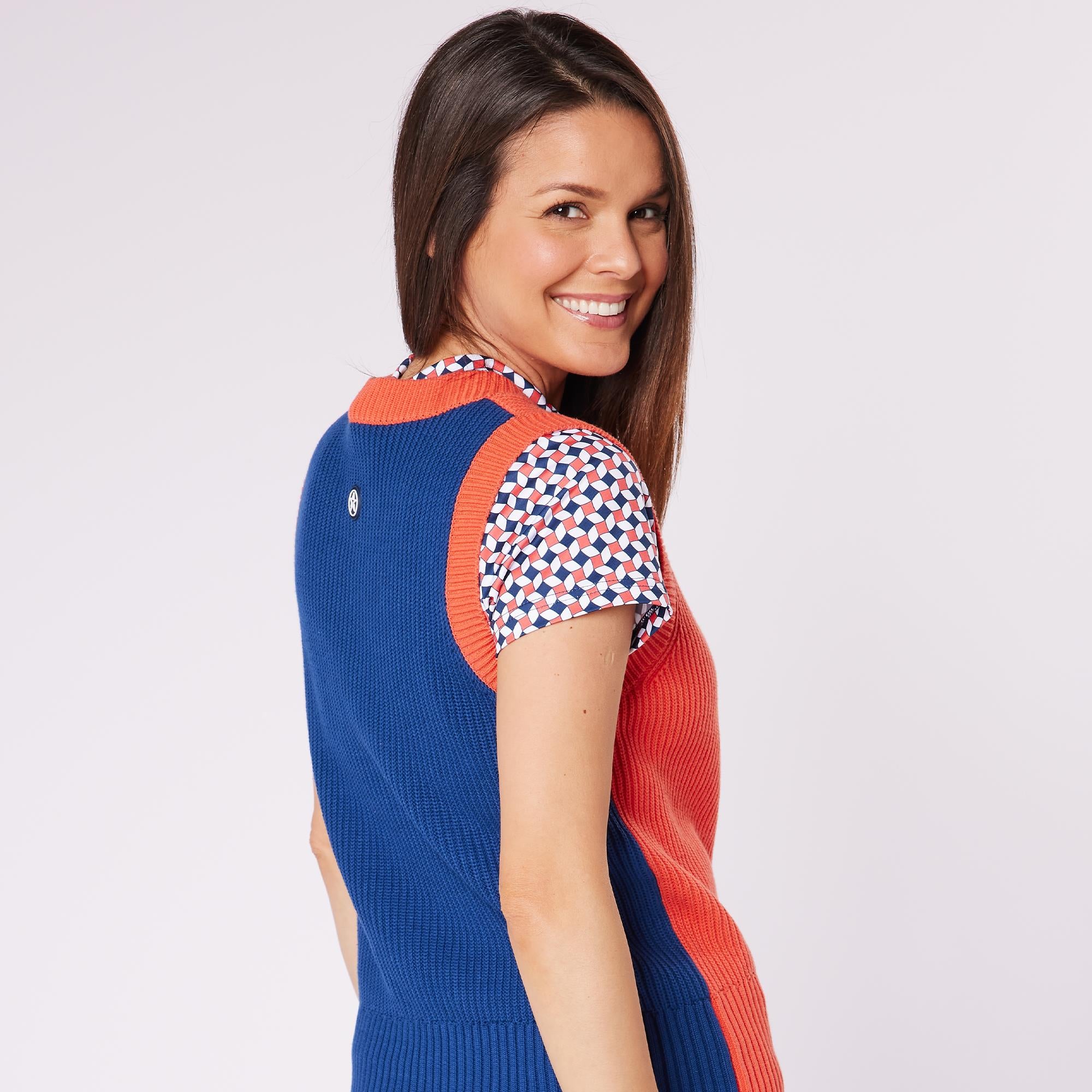 Swing Out Sister Dee Ladies Cotton Golf Slipover Coral/Navy