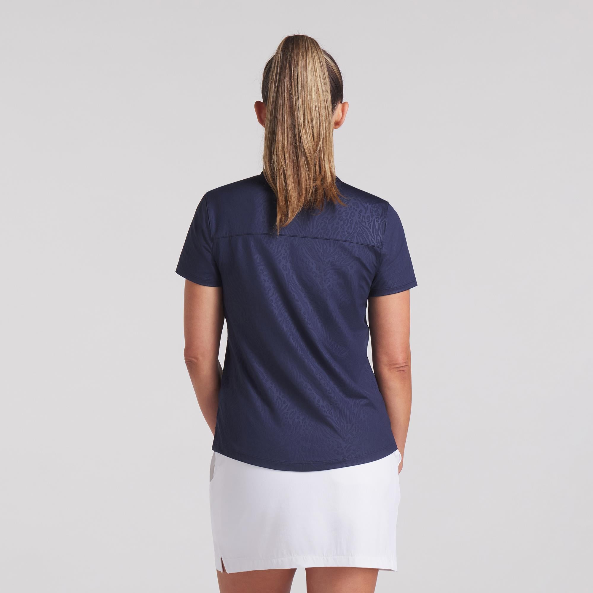Puma Mattr Animal Deboss Ladies Golf Polo Shirt Navy