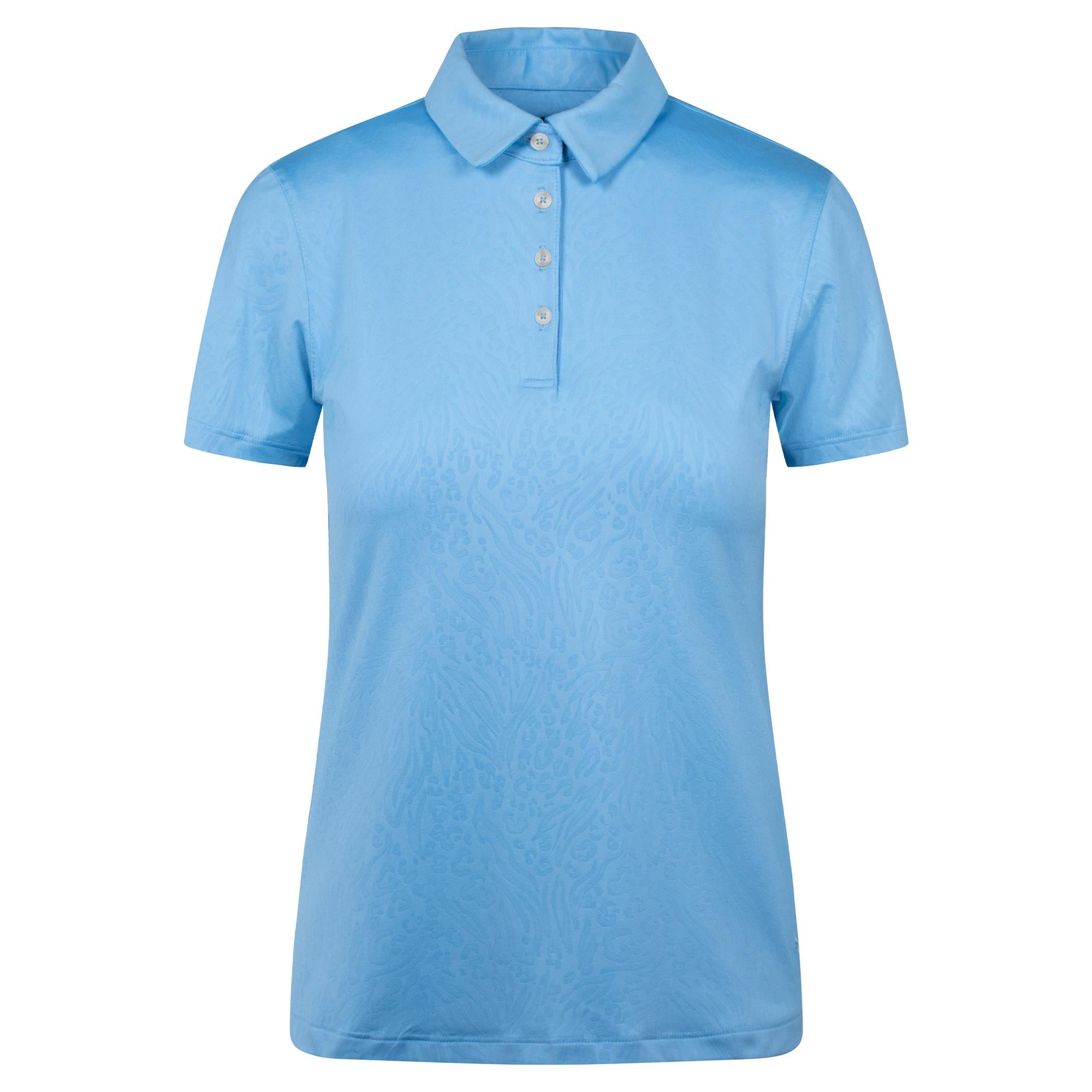 Puma Mattr Animal Deboss Ladies Golf Polo Shirt Light Blue
