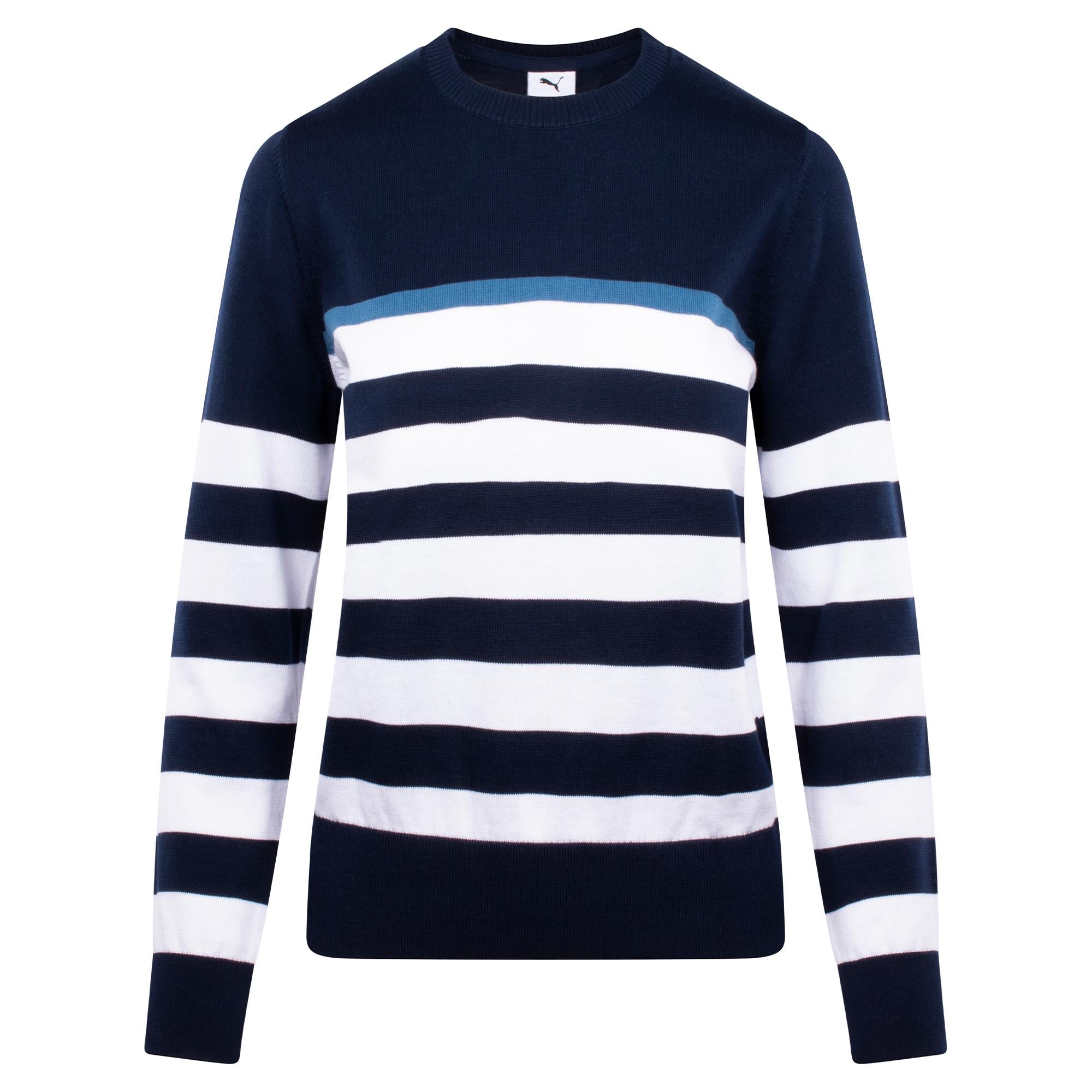 Puma Resort Stripe Ladies Golf Sweater Navy/White