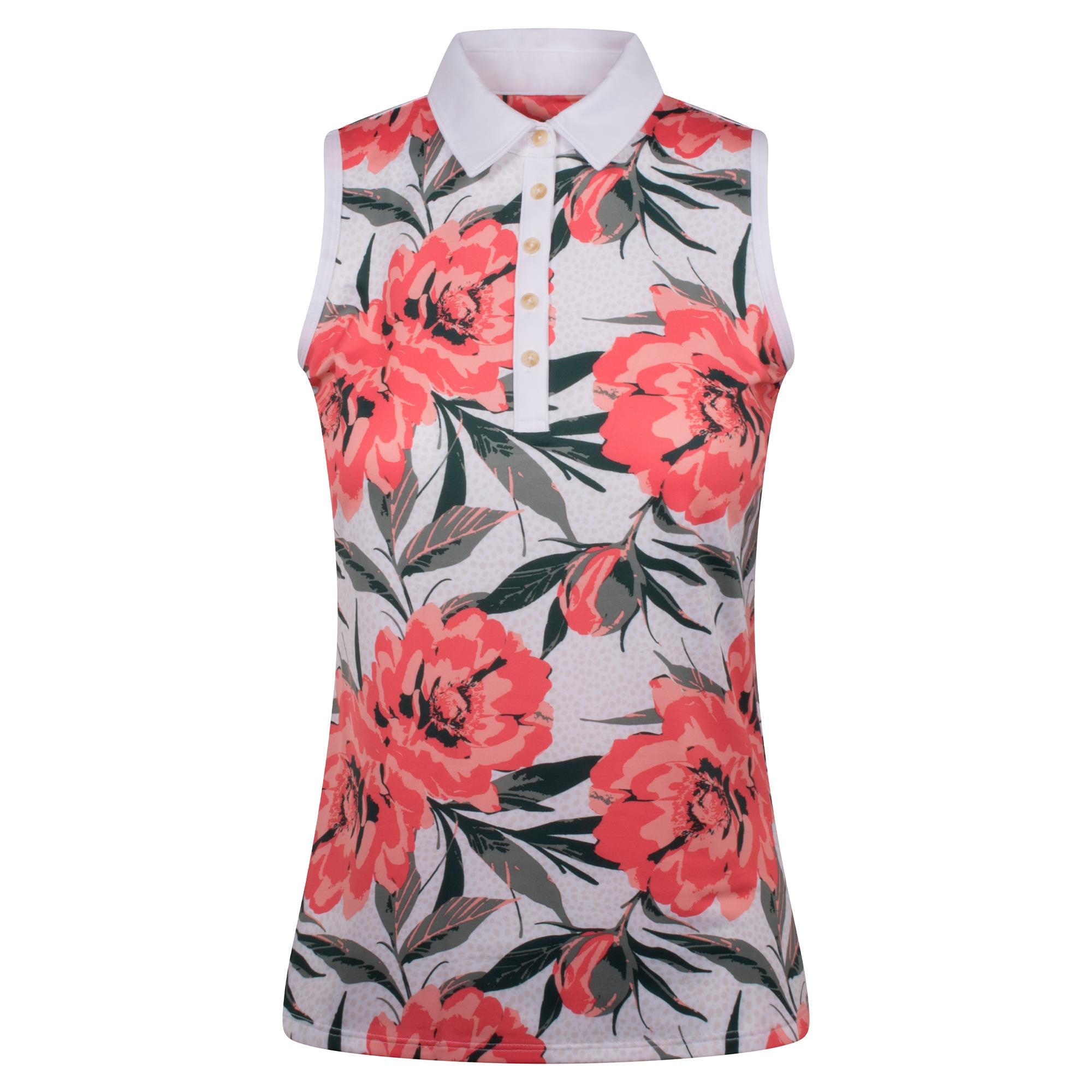 Puma Mattr Beautiful Game Ladies Sleeveless Golf Polo Shirt White Peach