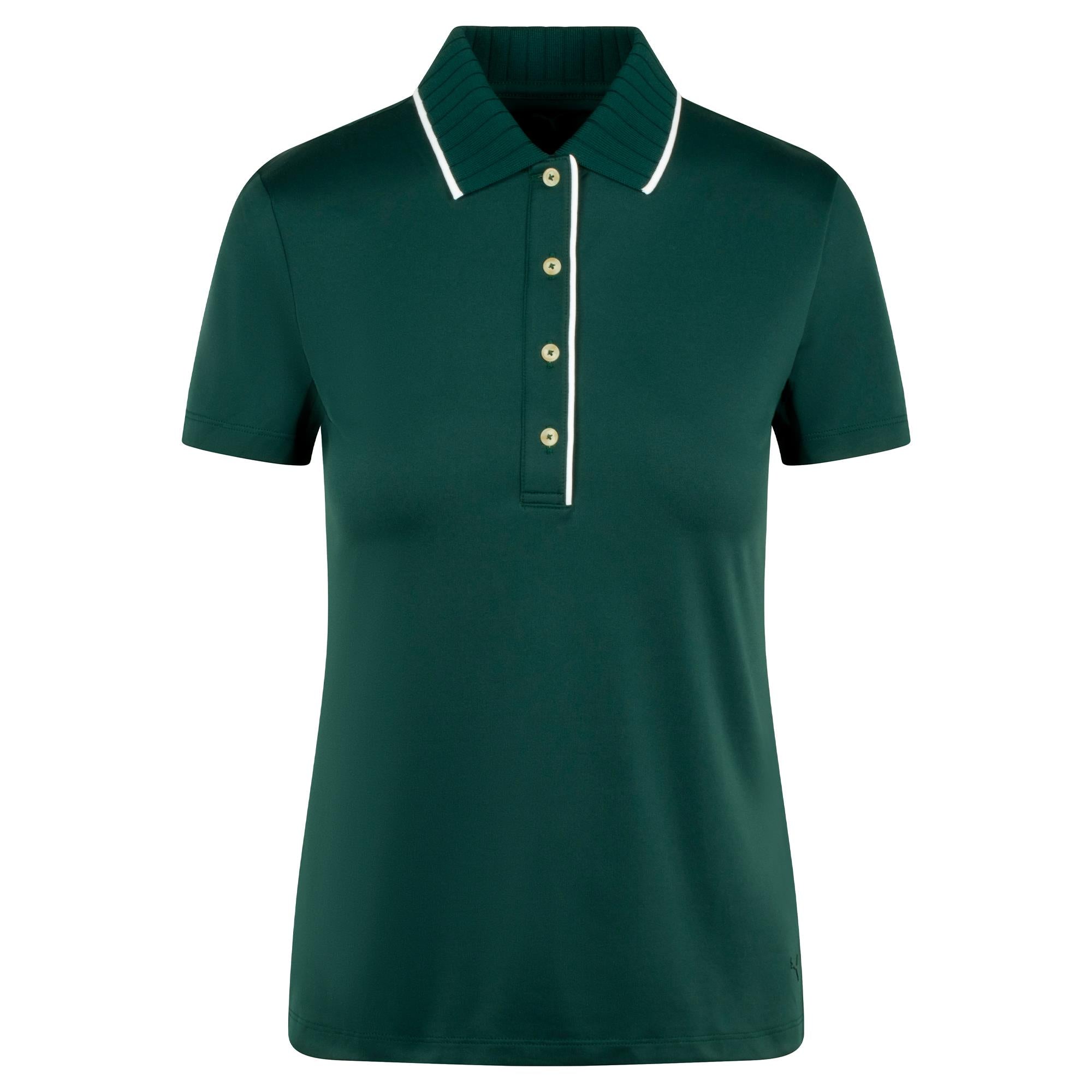 Puma Cloudspun Bridge Laides Gold Polo Shirt Dark Myrtle