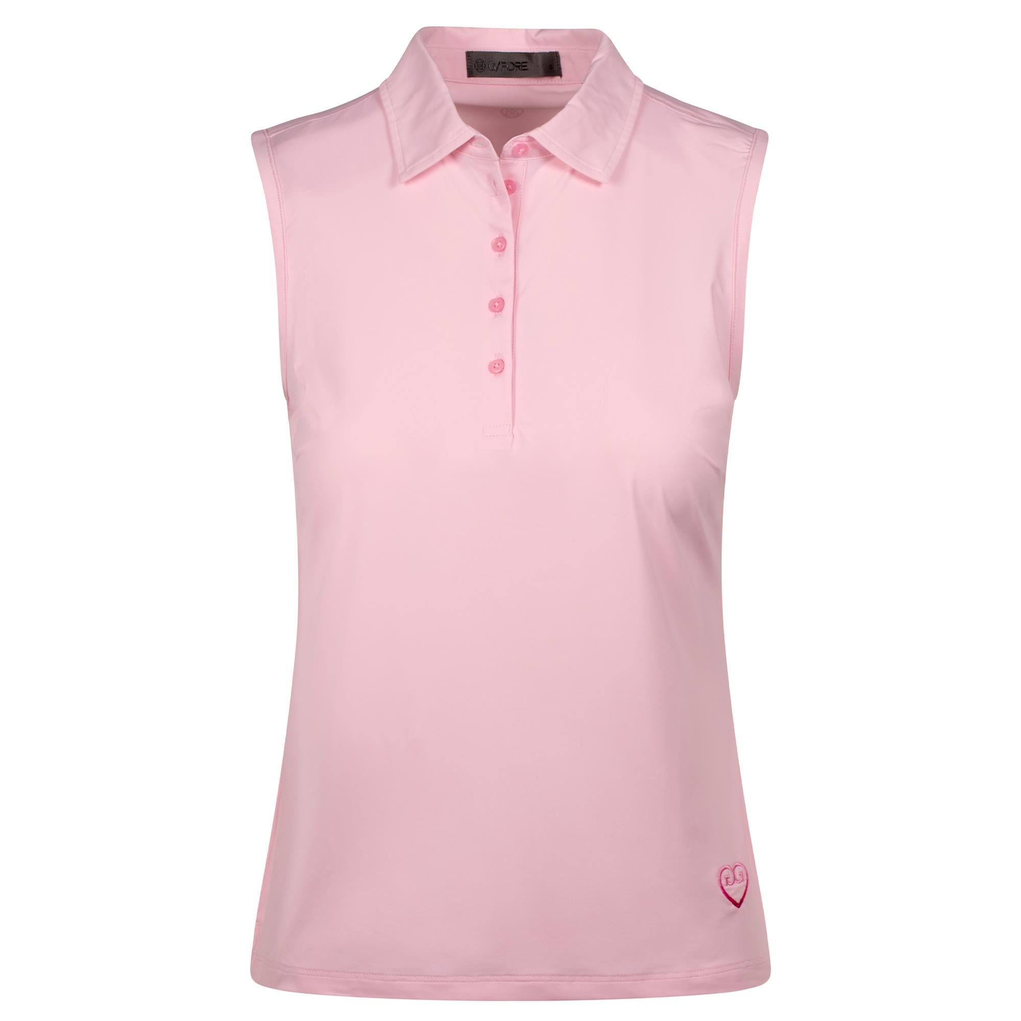 G/FORE Silky Tech Nylon Gradient Heart Ladies Sleeveless Golf Polo Shirt Blush