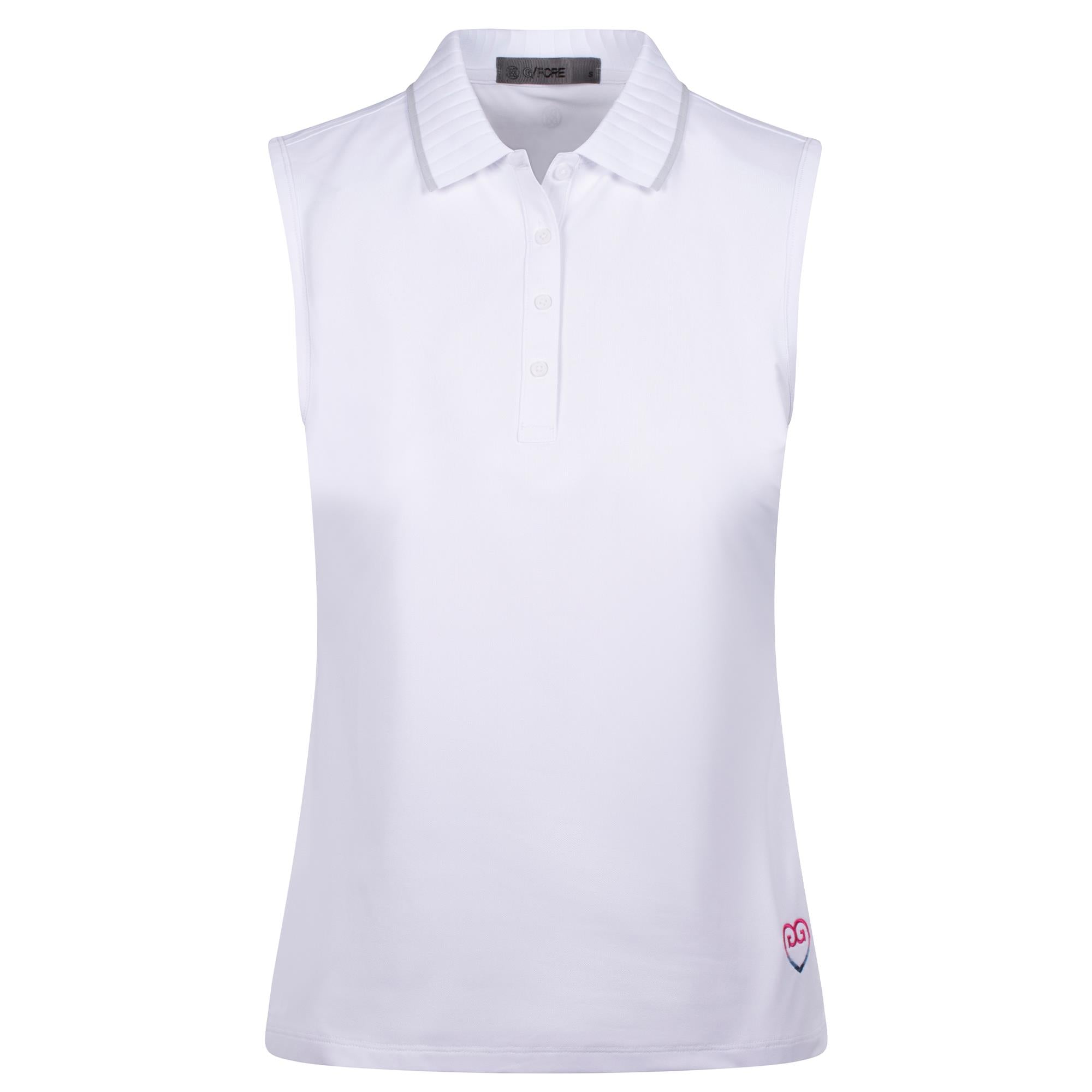 G/FORE Pleated Rib Collar Gradient Heart Ladies Sleeveless Golf Polo Snow