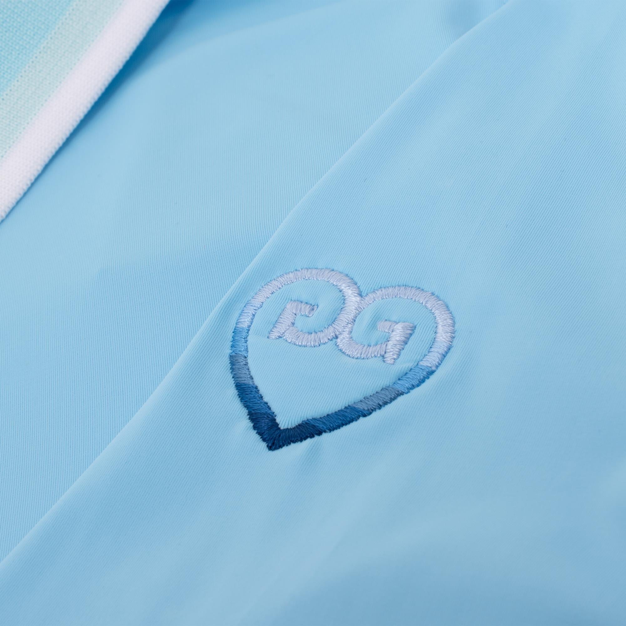 G/FORE Colour Block Silky Tech Nylon Gradient Heart Ladies Golf Polo Shirt Fountain