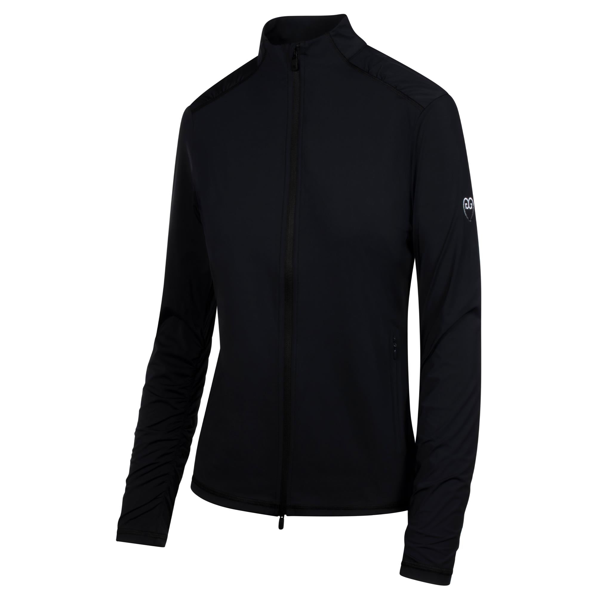 G/FORE Silky Tech Nylon Ruched Gradient Heart Ladies Golf Mid Layer Onyx