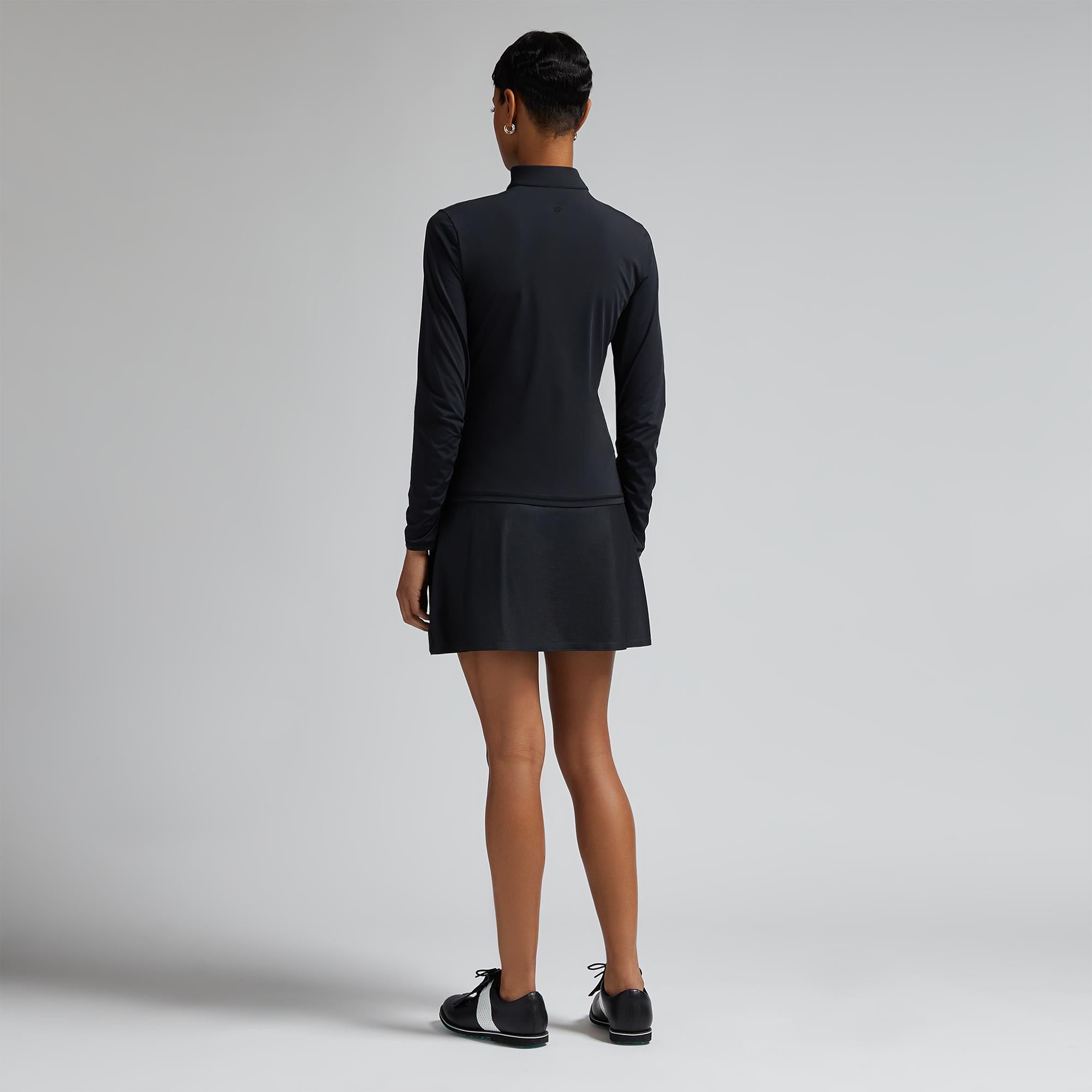 G/FORE Silky Tech Nylon Ruched Gradient Heart Ladies Golf Mid Layer Onyx