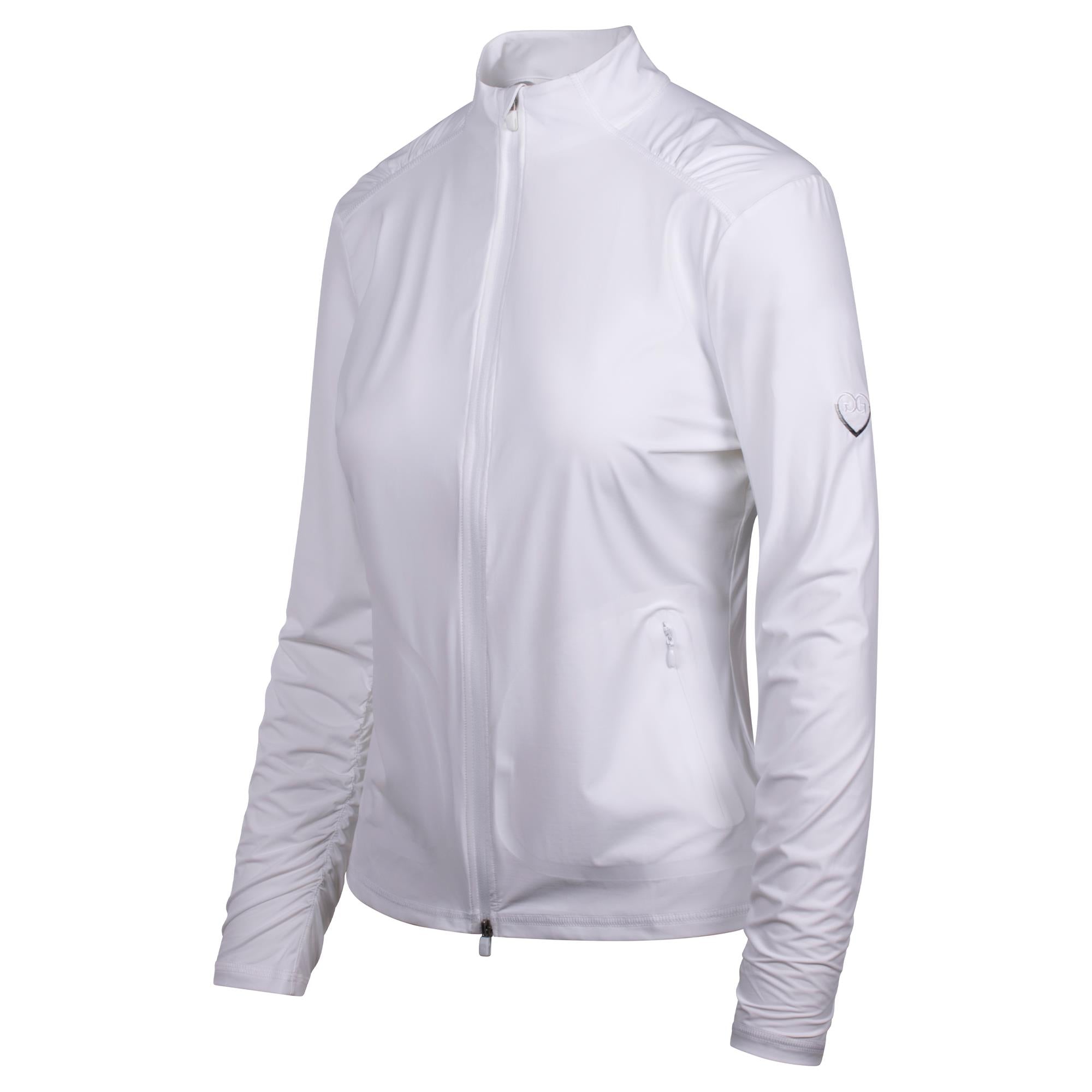 G/FORE Silky Tech Nylon Ruched Gradient Heart Ladies Golf Mid Layer Snow