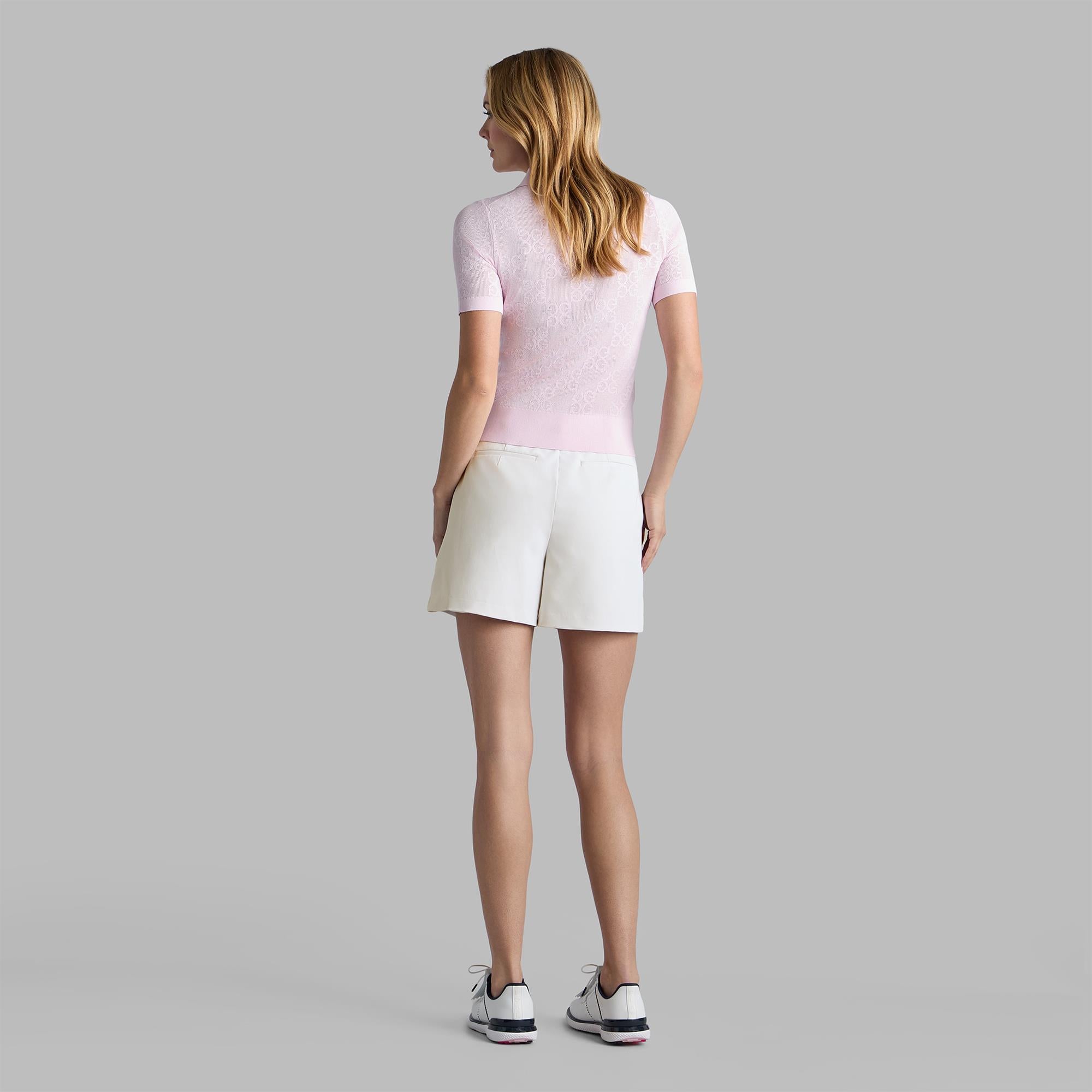 G/FORE Viscose Blend Pointelle Ladies Polo Sweater Blush