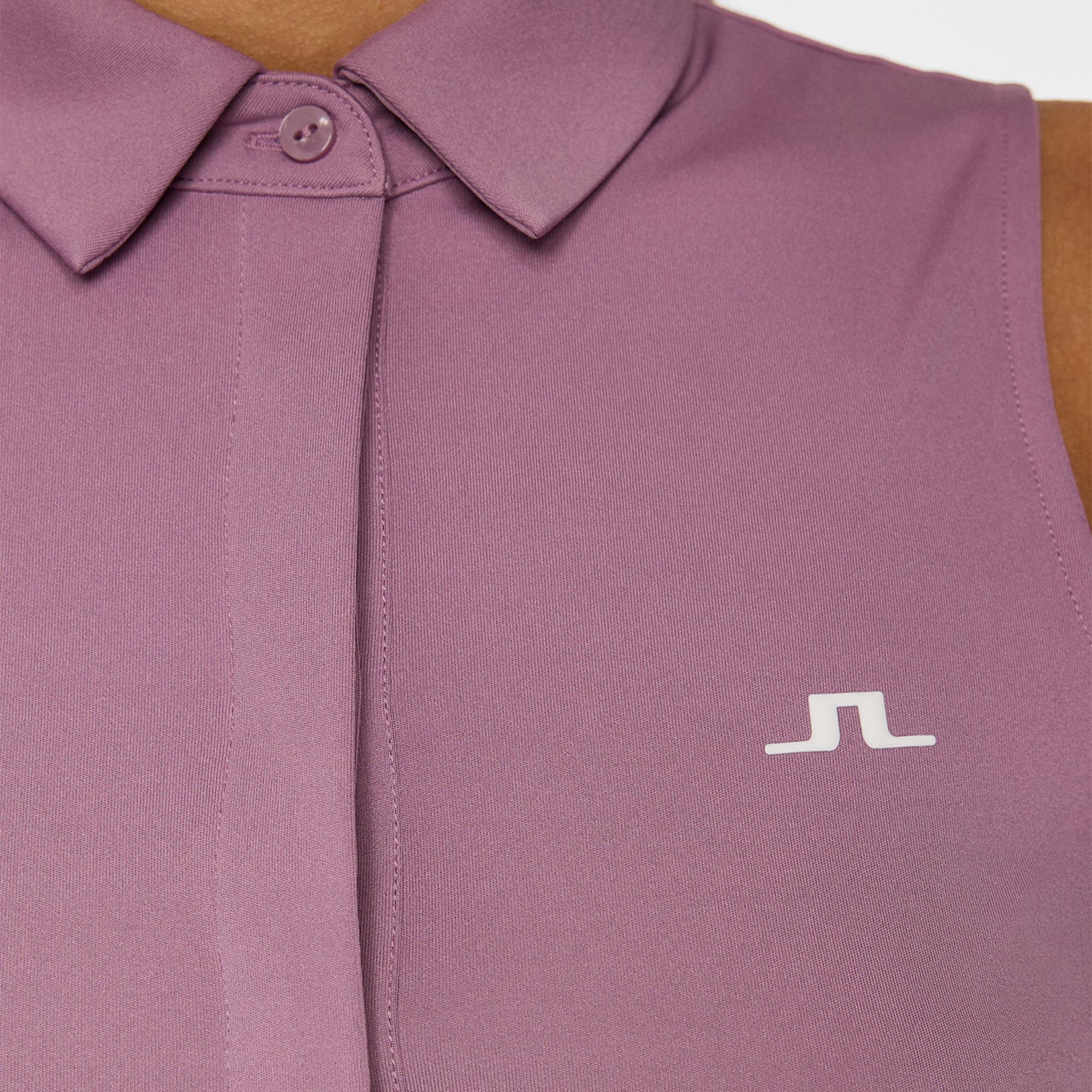 J Lindeberg Dena Ladies Sleeveless Golf Polo Shirt Very Grape