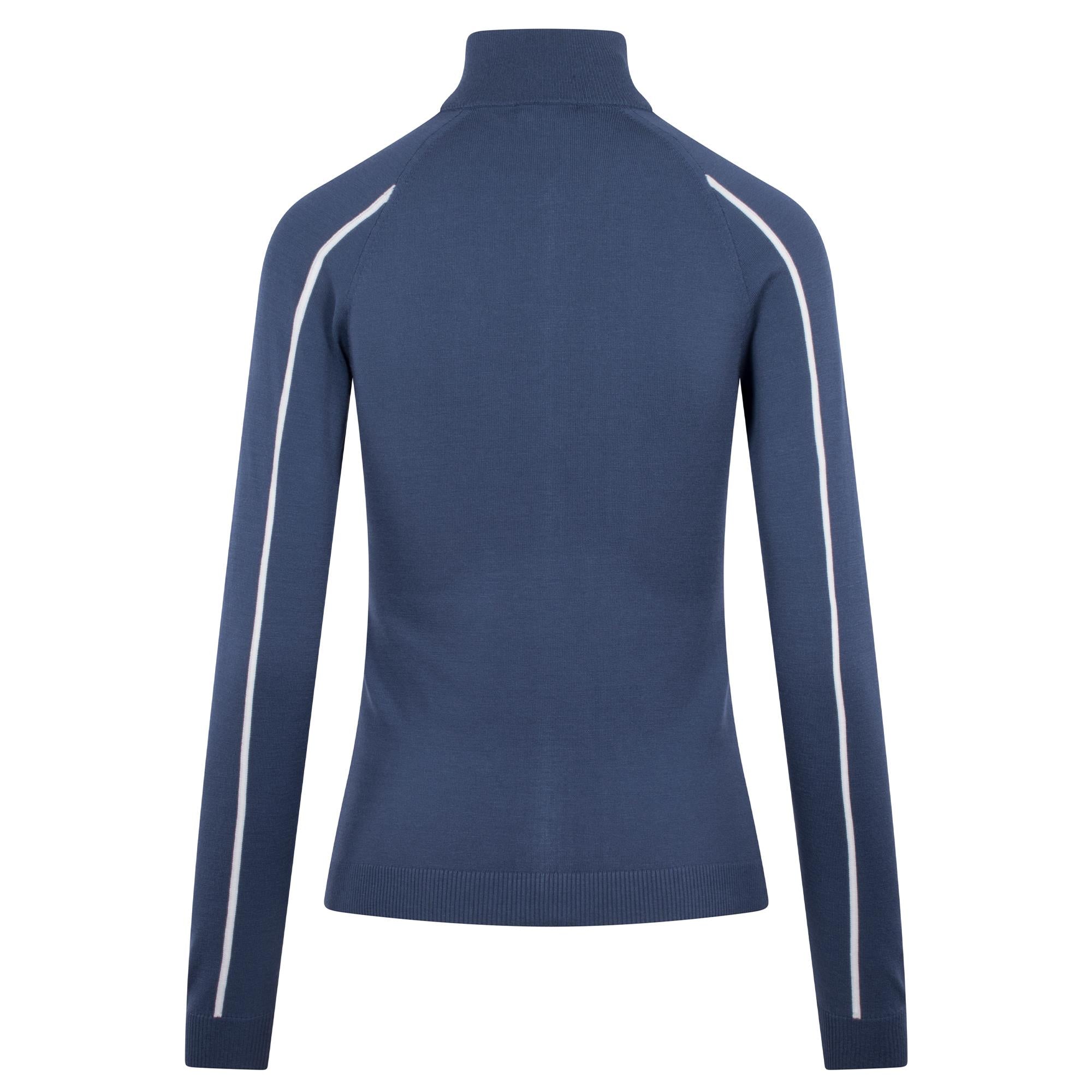 J Lindeberg Aubree Knitted Zip Ladies Golf Sweater Vintage Indigo