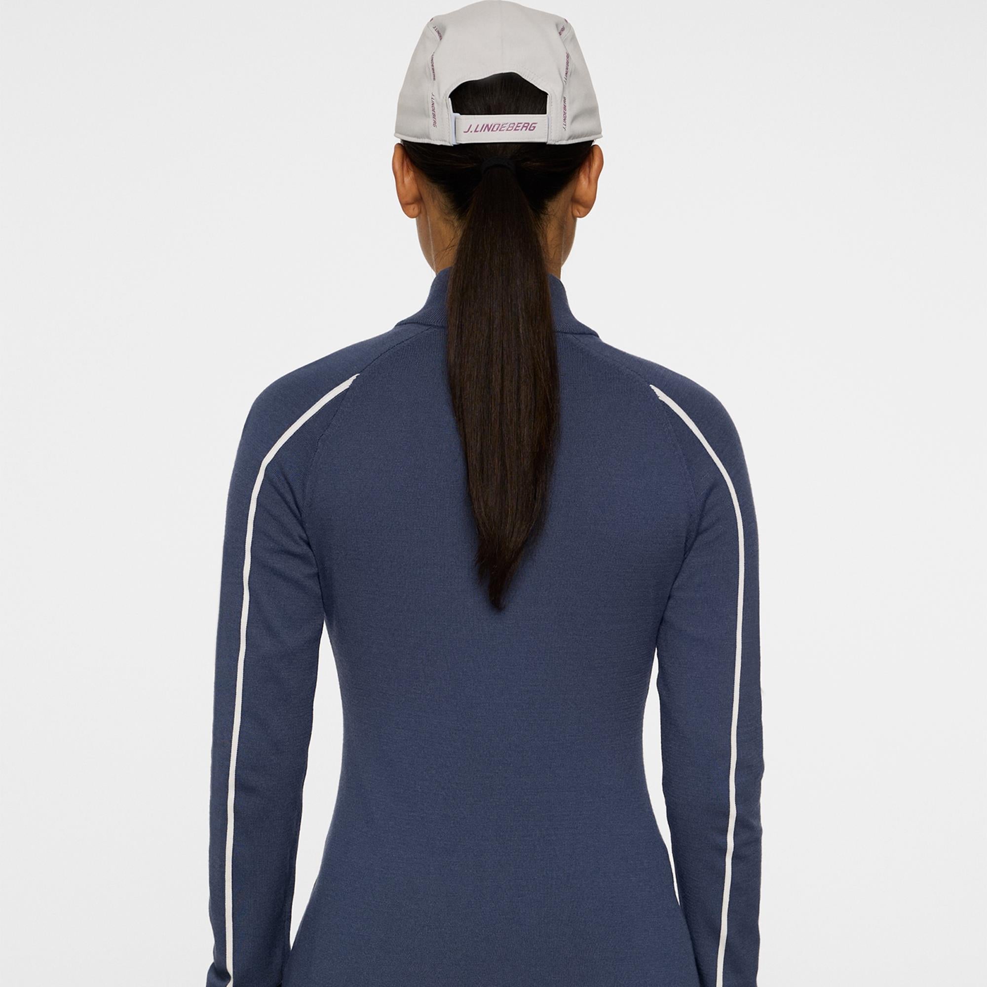 J Lindeberg Aubree Knitted Zip Ladies Golf Sweater Vintage Indigo