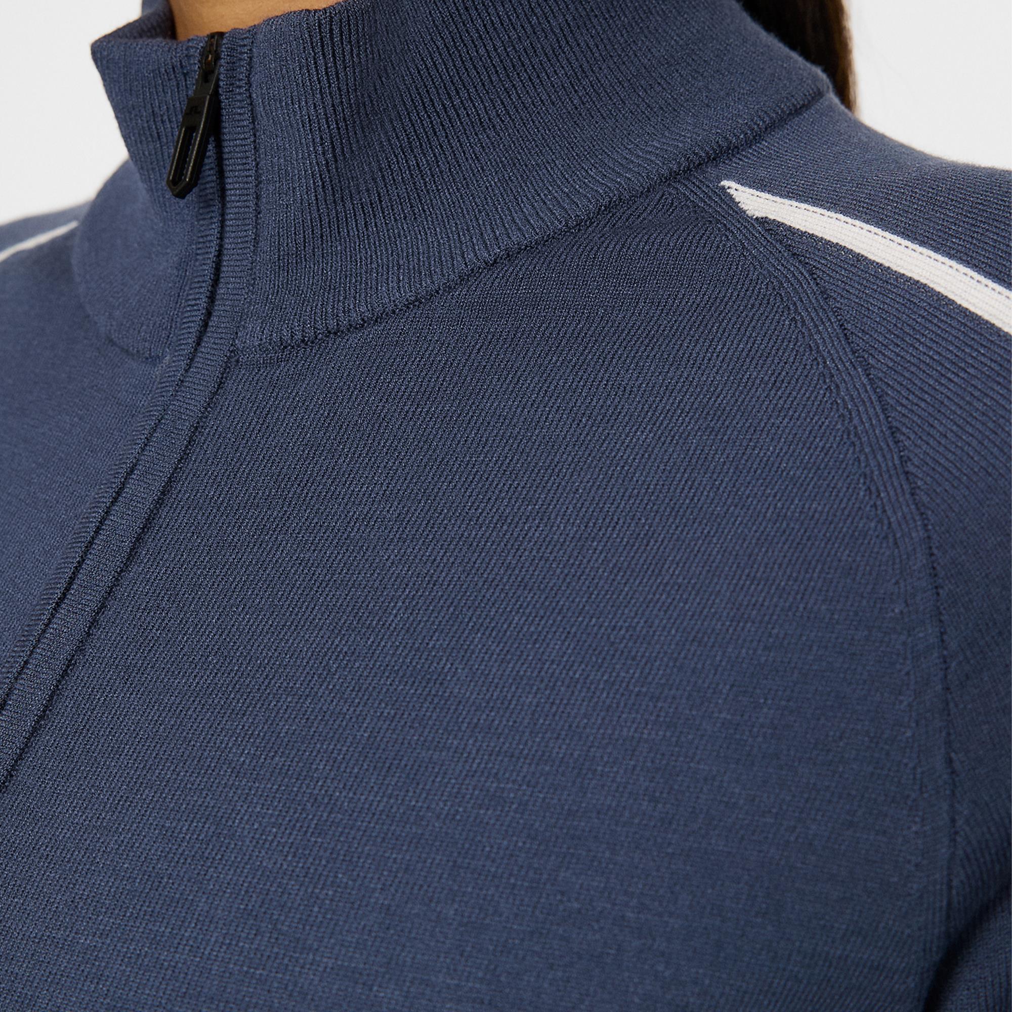 J Lindeberg Aubree Knitted Zip Ladies Golf Sweater Vintage Indigo