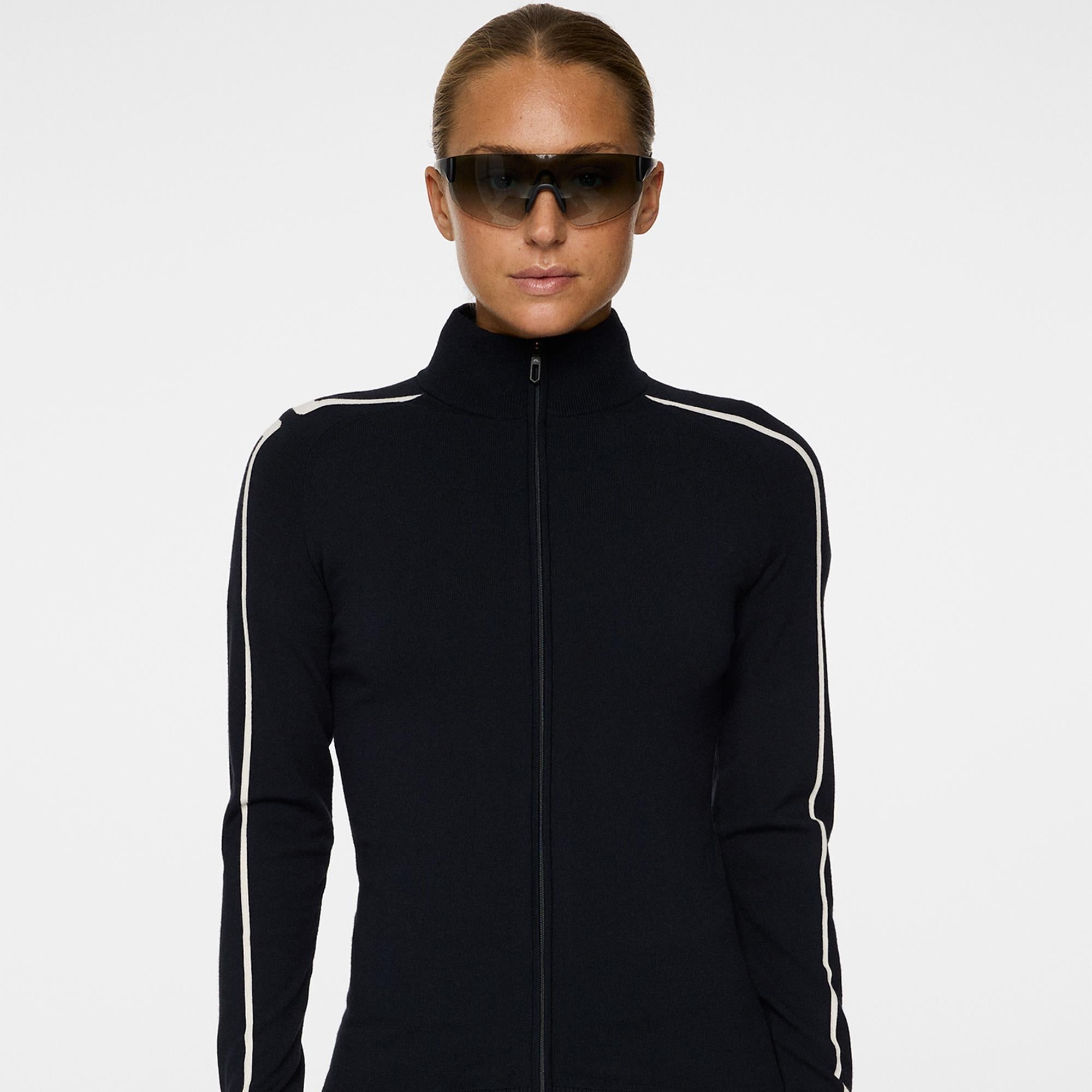 J Lindeberg Aubree Knitted Zip Ladies Golf Sweater Navy