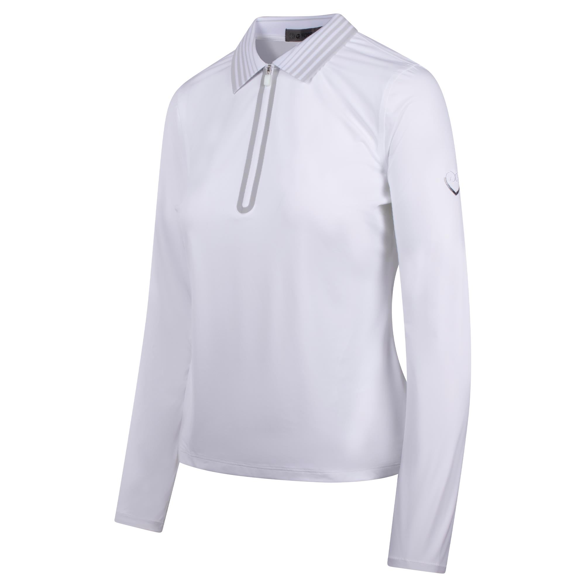 G/FORE Silky Tech Nylon Gradient Heart Quarter Zip Ladies Golf Polo Shirt Snow