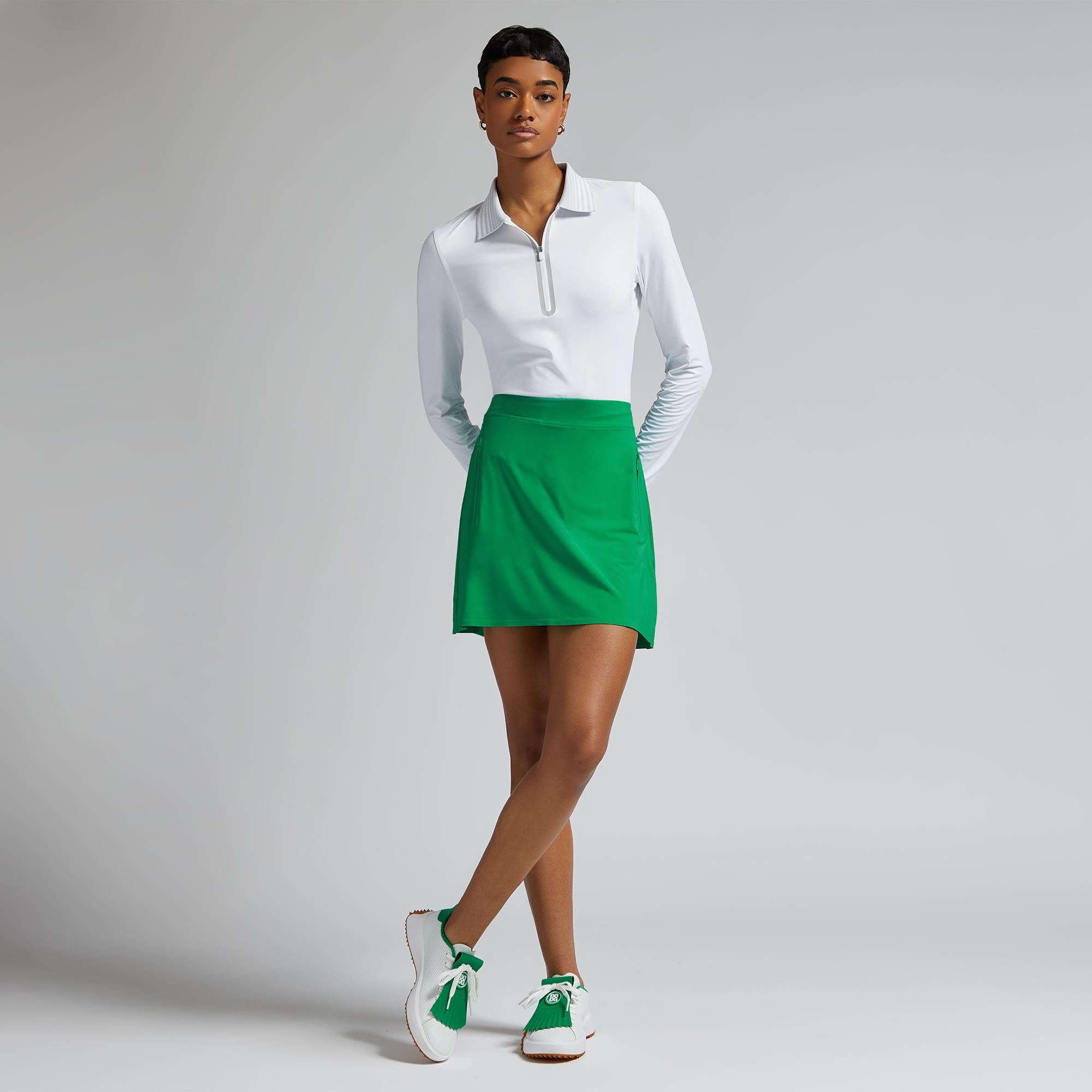 G/FORE Silky Tech Nylon Quarter Zip Ladies Golf Polo Shirt Snow