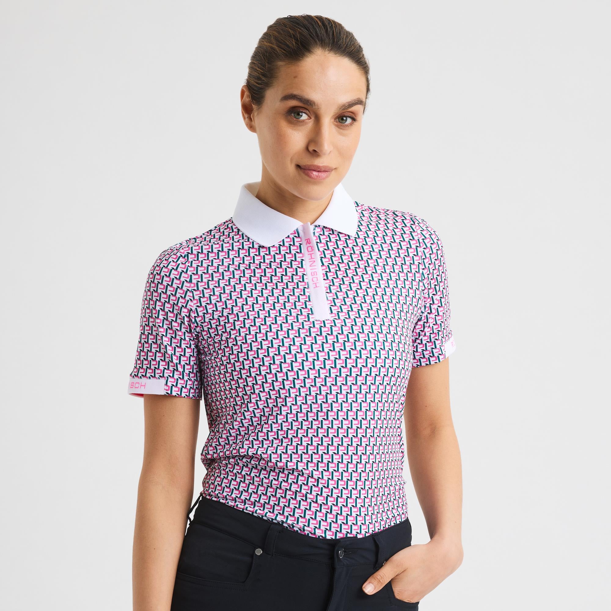 Rohnisch Abby Ladies Golf Polo Shirt Logo Rose