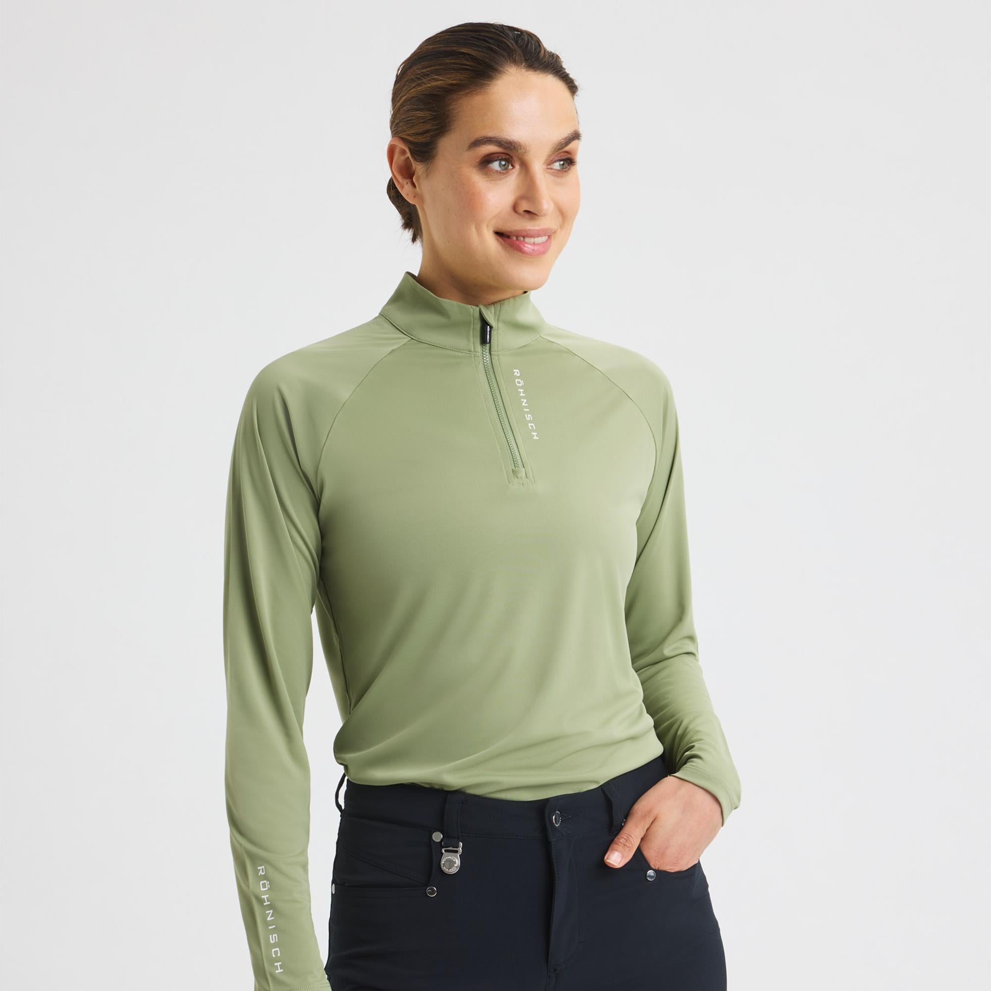 Rohnisch Addy Long Sleeve Ladies Polo Shirt Sage Green