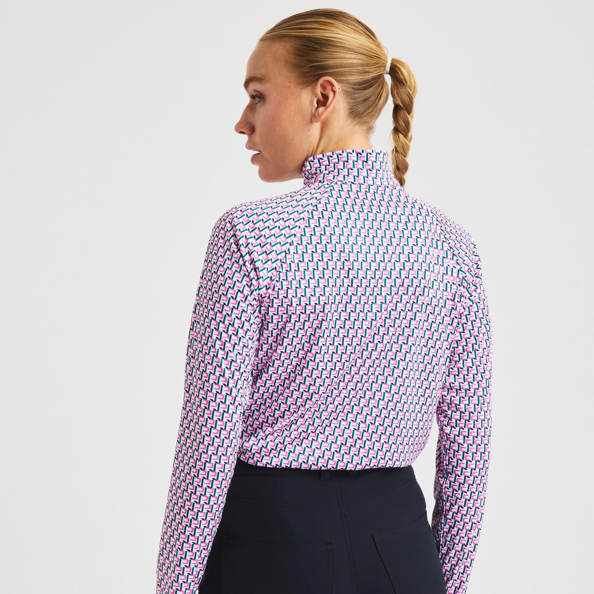 Rohnisch Addy Long Sleeve Ladies Polo Shirt Logo Rose