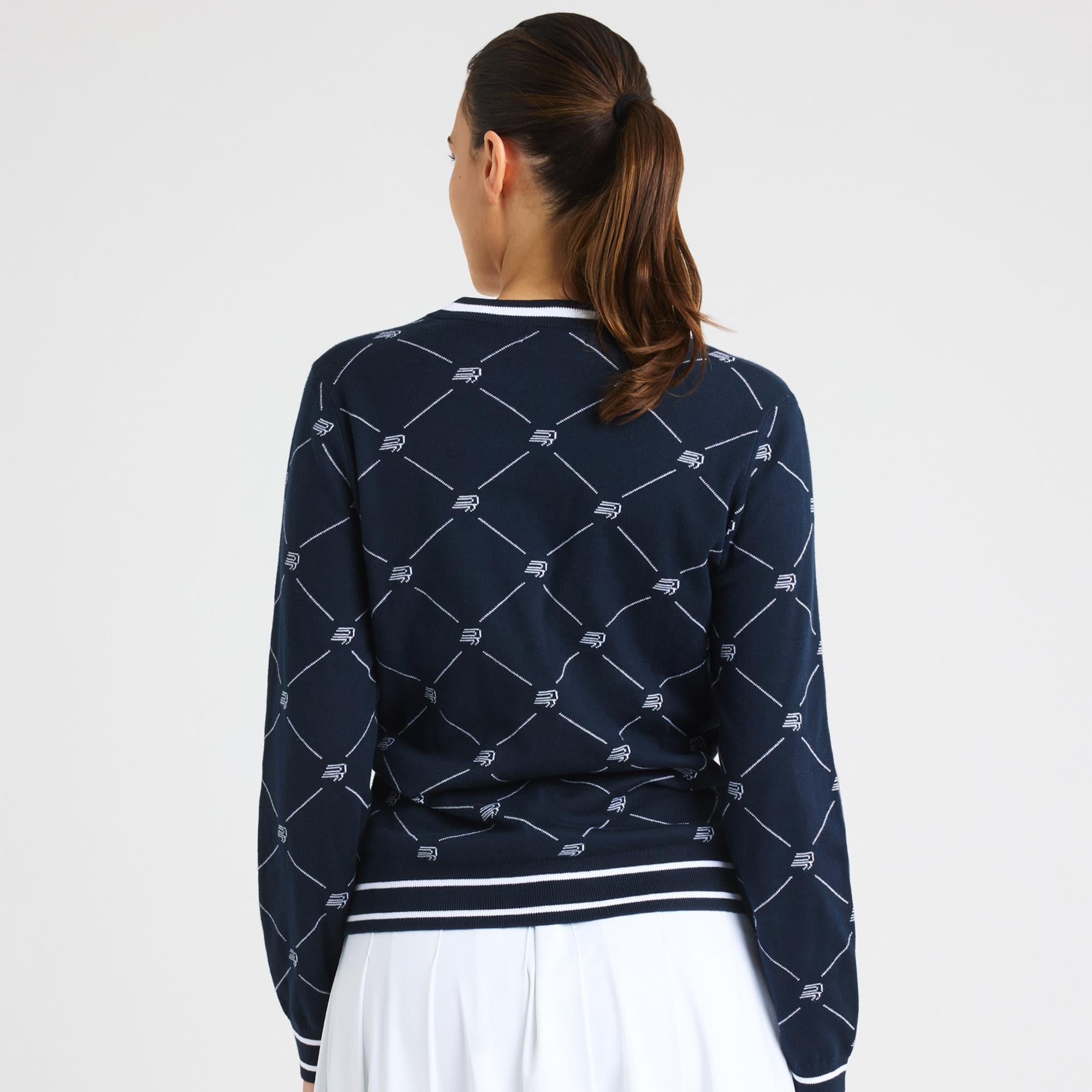 Rohnisch Adele Knitted Ladies Golf Sweater R Check Navy