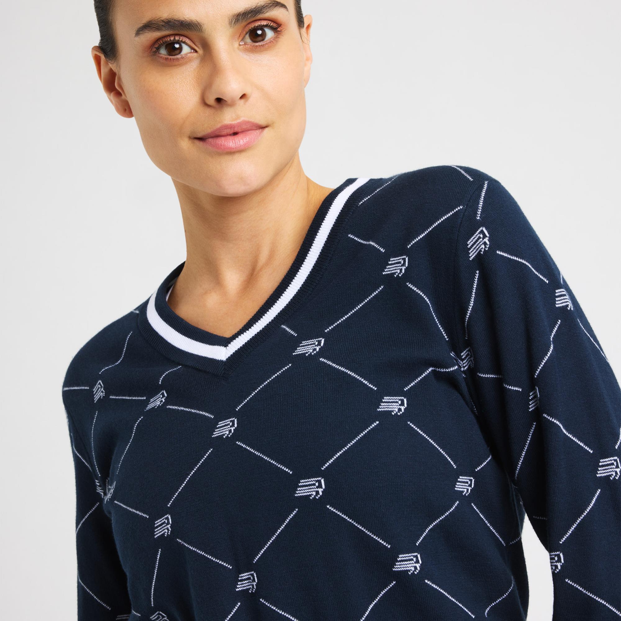 Rohnisch Adele Knitted Ladies Golf Sweater R Check Navy